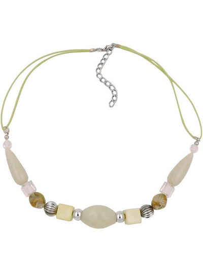 Gallay Perlenkette Kette Olivenperle, hellgrün-mint (1-tlg)