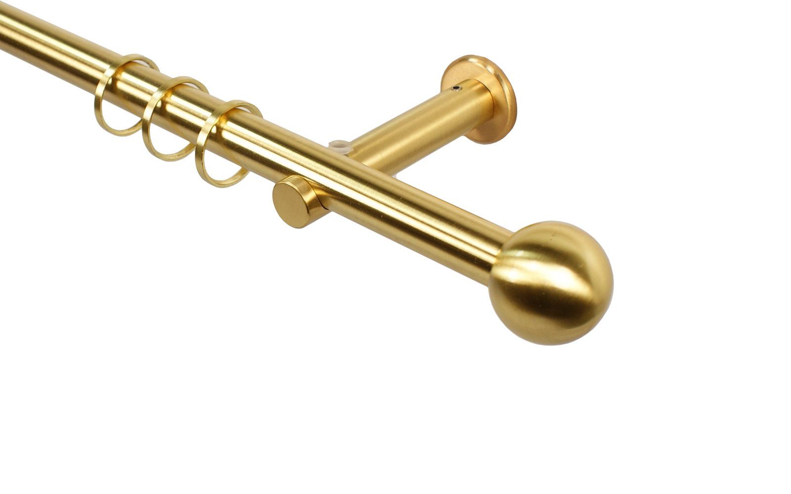 iso-design Gardinenstange 16 mm Farbe Messing Matt Endstück Kugel Wandmonta günstig online kaufen