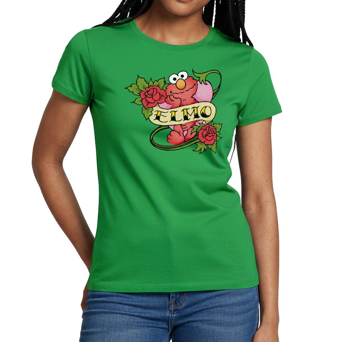 T-Shirt Sesamstraße Elmo Tattoo Vintage Herz Frauen T-Shirt