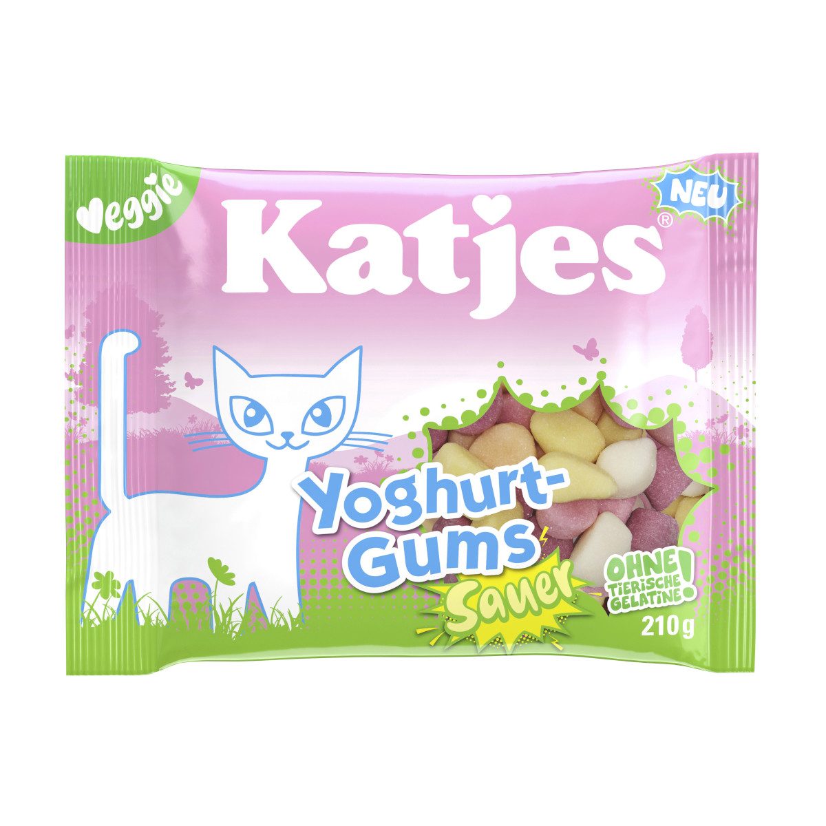 KATJES Süßigkeit, Katjes Yoghurt Gums sauer Fruchtgummi Milchjoghurtpulver Packung 210g