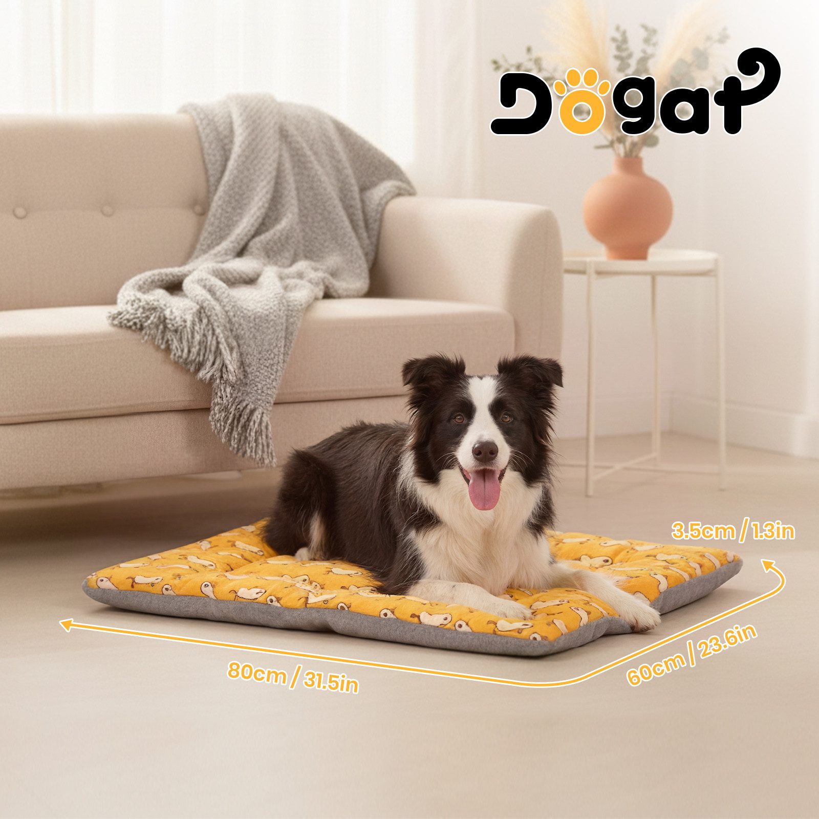 Dogat Tierbett Wende-Hundematte S–XL, Atmungsaktiv, waschbar, Dünnes Hundekissen mit Entenmuster