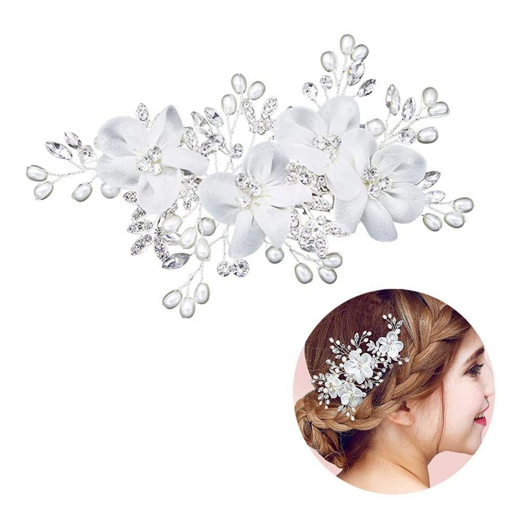 SOTOR Haarklammer Blume Braut Exquisite Seite 1-tlg. Haarschmuck, Kopfschmuck Perle Haarspangen