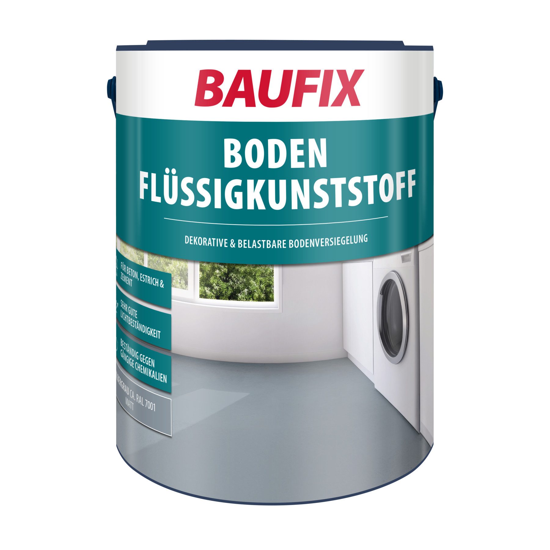 Baufix Acryl-Flüssigkunststoff matt, 5 Liter für ca. 30m², Beton- und Bodenfarbe, Schutzanstrich für Beton, Estrich und Zementfaserplatten
