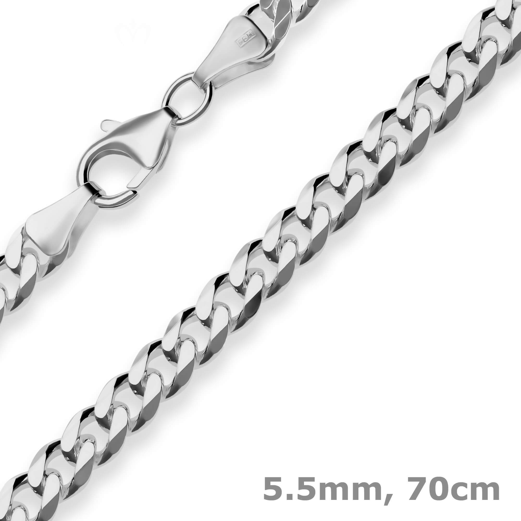 Panzerkette 5,5mm Panzerkette aus 925 Silber rhodiniert 70cm