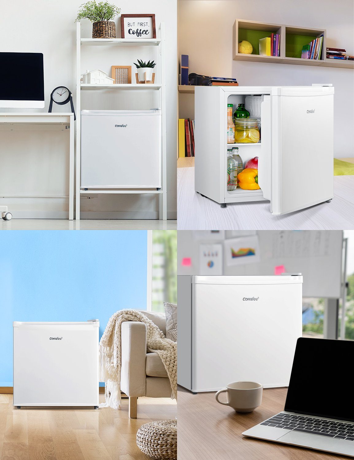 comfee Table Top Kühlschrank RCD50WH1(E), 49.2 cm hoch, 47.2 cm breit, Weiß