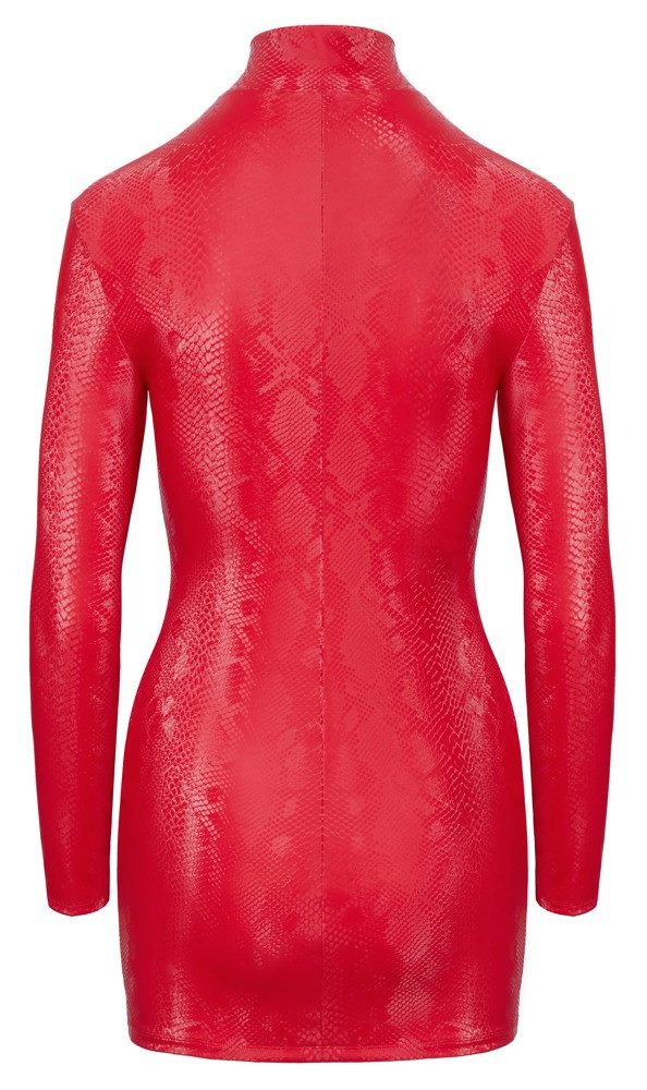 Cottelli Collection Minikleid Wetlook Mini-Kleid mit Schlangenmuster - rot (1-tlg) in trendiger roter Schlangenhaut-Optik – Bild 5 von 5