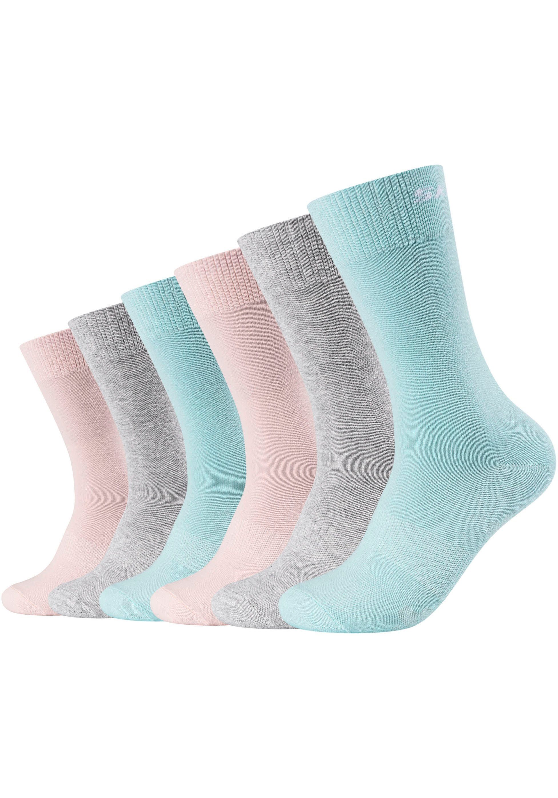 Socken und verstärkter Zehenbereich Fersen- (Packung, und langlebig: grau-rose-aqua Robust 6-Paar) Skechers