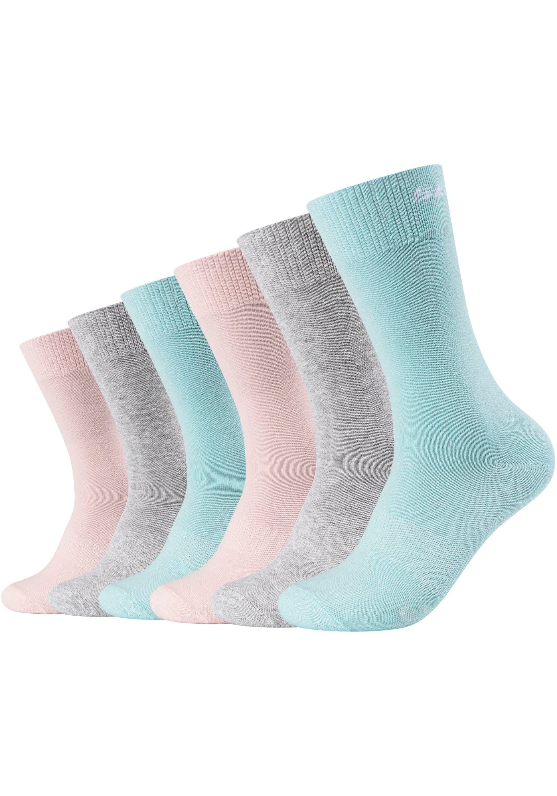 langlebig: und 6-Paar) Fersen- Socken und (Packung, Zehenbereich verstärkter Skechers grau-rose-aqua Robust