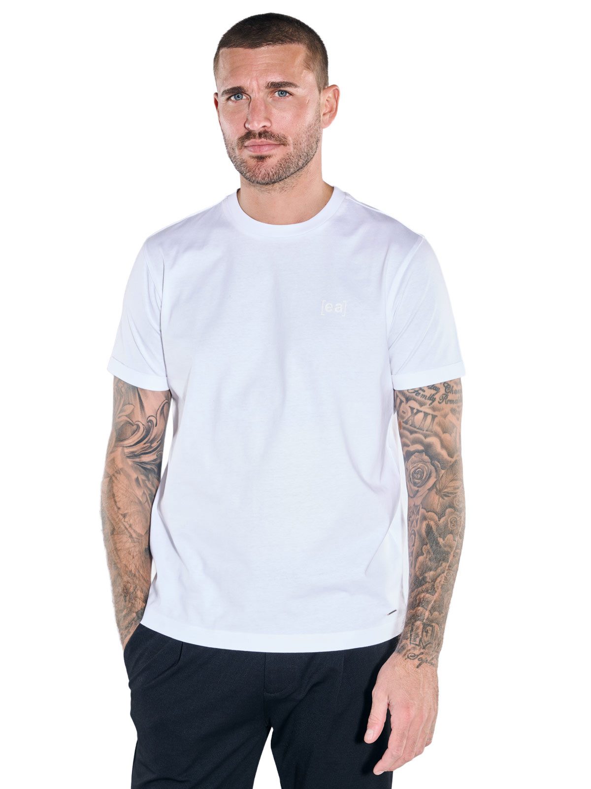 emilio adani T-Shirt Herren Rundhals T-Shirt, Reinweiss