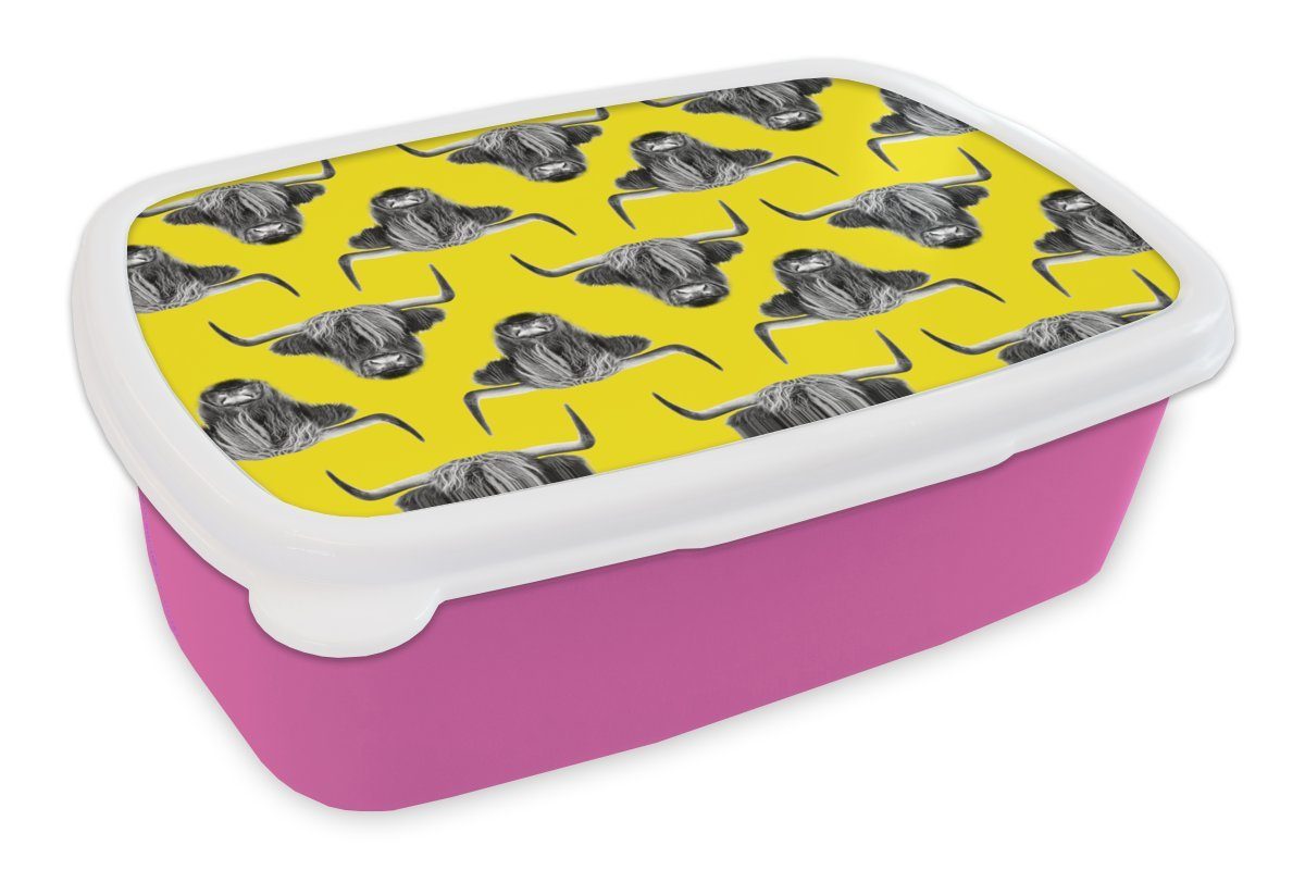 - für Muster Snackbox, Brotbox Lunchbox rosa - Mädchen, Kunststoff, Highlander Brotdose Gelb, (2-tlg), Erwachsene, Schottischer Kunststoff MuchoWow Kinder,