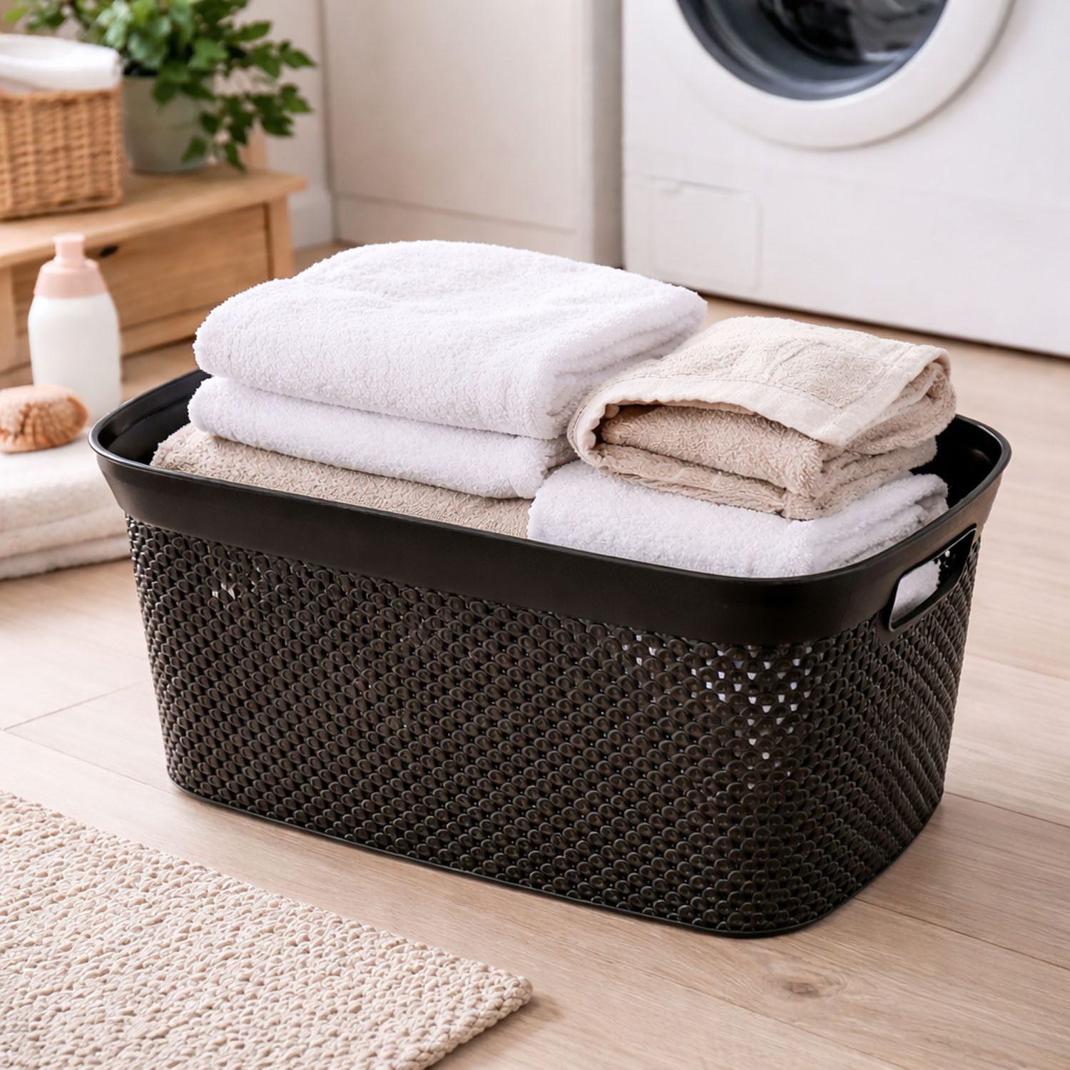 Mojawo Wäschewanne Wäschekorb Wäschebehälter Wäschesammler 35 Liter B58xL40XH30cm