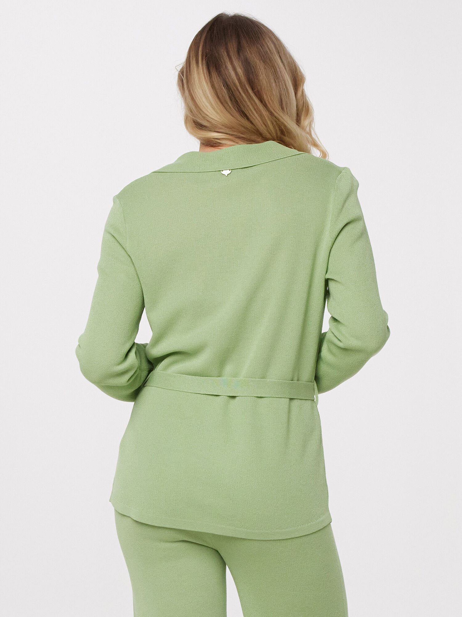 MONACO blue WEEKEND Hemdbluse Strickshirt Körpernah mit Bindegürtel günstig online kaufen