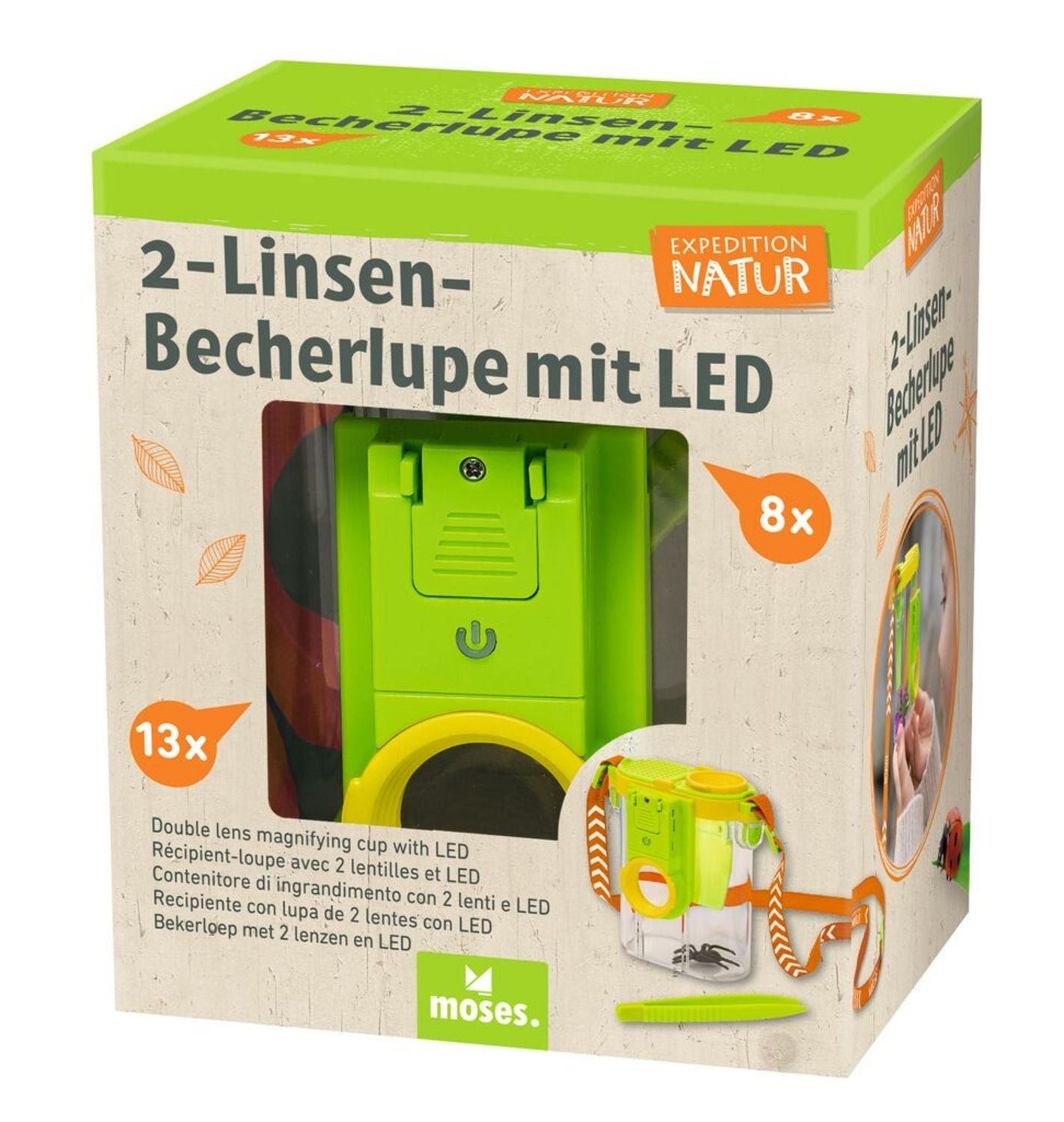 moses Buntstift Expedition Natur 2-Linsen-Becherlupe mit LED