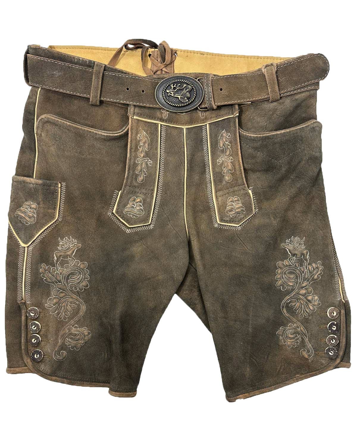 Trachtenlederhose 'Silbersee' mit Gürtel, Used Erle