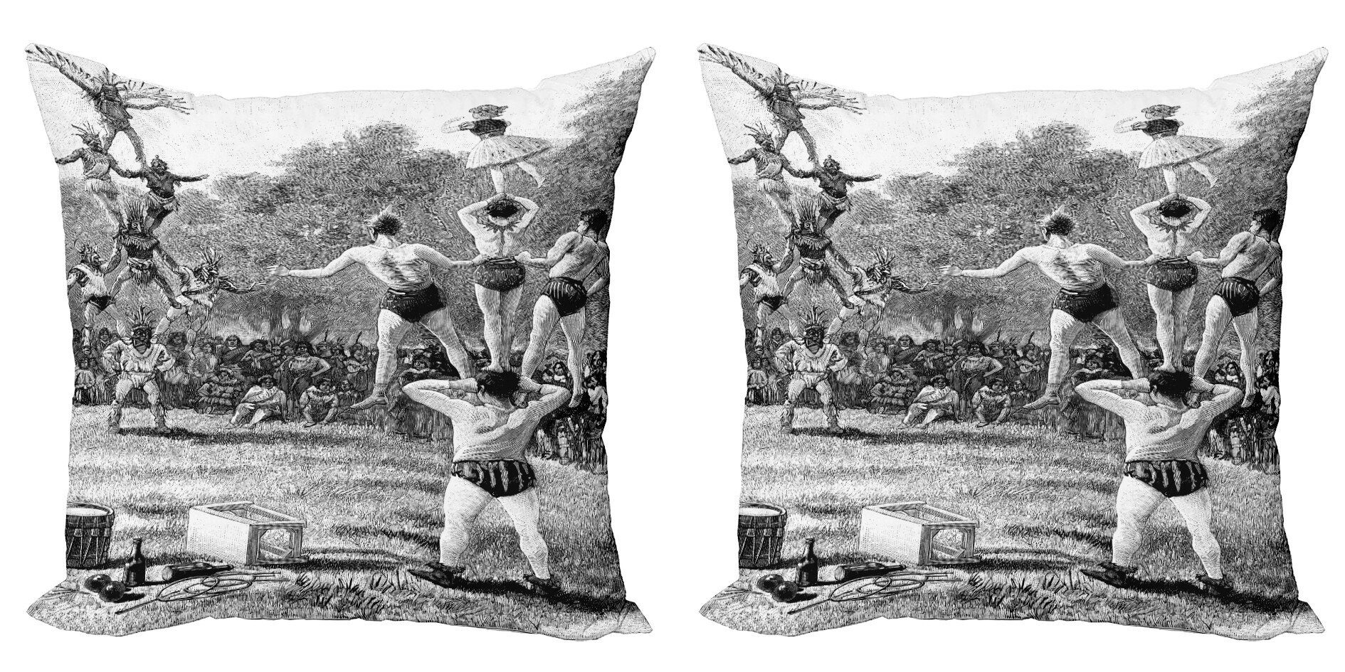 Flüchtiger Vintage Abakuhaus Kissenbezüge Mann Modern Stück), Zirkus Digitaldruck, Doppelseitiger Pyramide (2 Accent