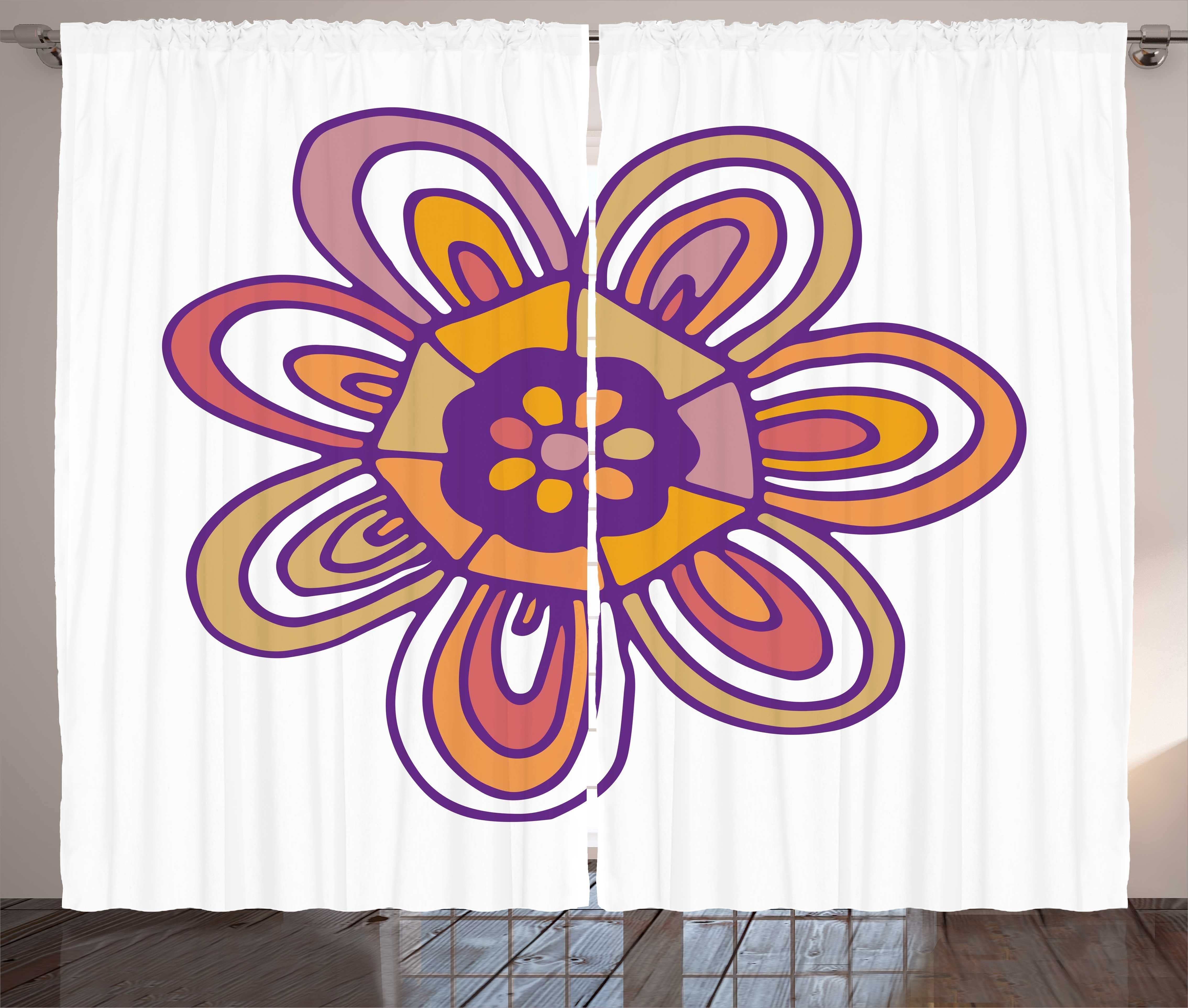 Gardine Schlafzimmer Kräuselband Vorhang mit Schlaufen und Haken, Abakuhaus, Abstrakt 7 Petal einsame Blume