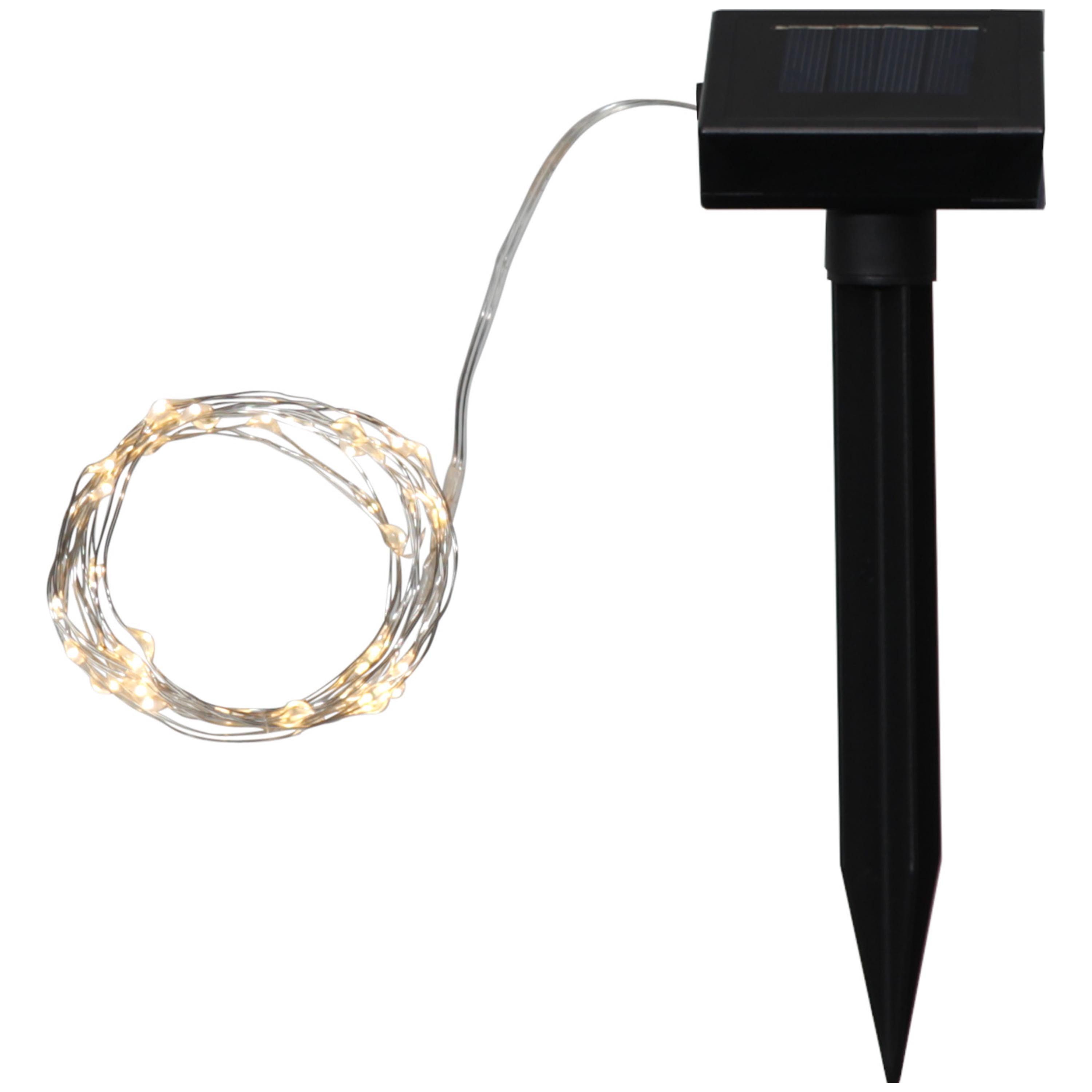 STAR TRADING LED Solarleuchte Dew Drop, Solar LED-Lichterkette,Dew Drop', 50 LEDs, Batterie und Timer, warmwe
