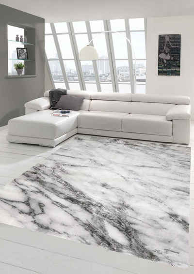 Teppich »Teppich Wohnzimmer Teppich Marmor Optik in grau«, Teppich-Traum, rechteckig, Höhe 12 mm