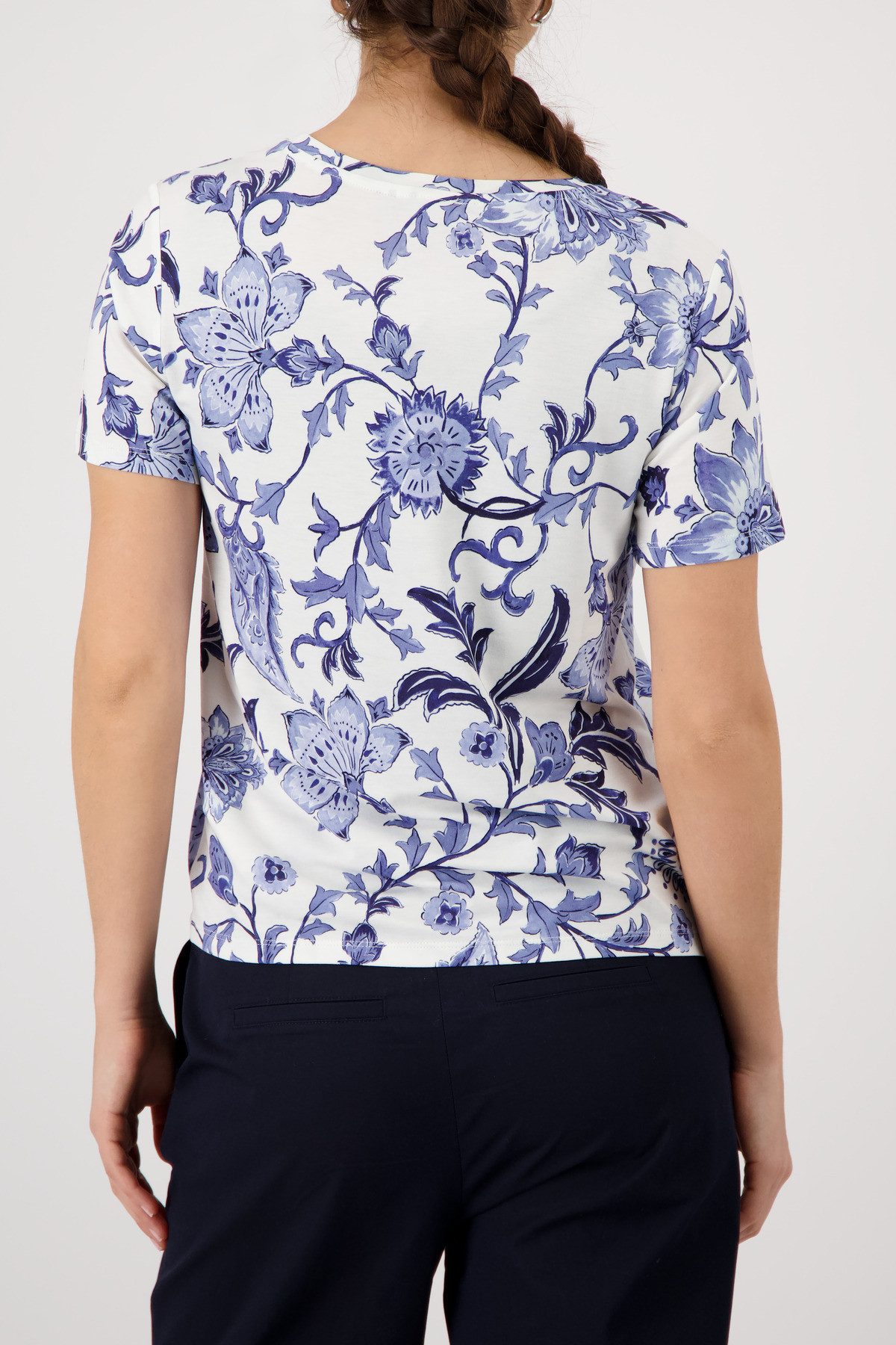 Monari Rundhalsshirt mit Blumendruck
