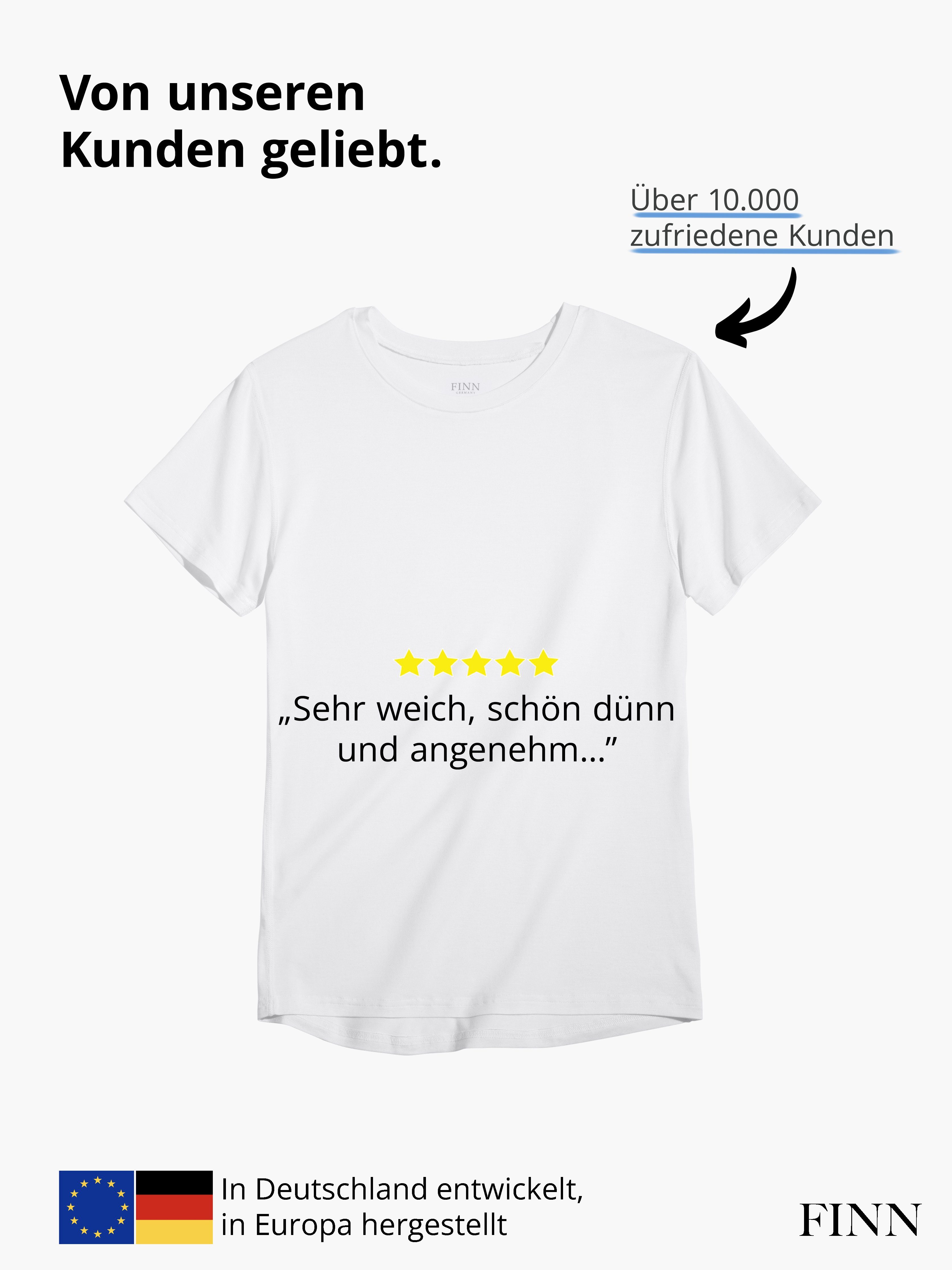 Rundhals FINN mit Unterhemd Tragekomfort Design Kurzarm Stoff, Herren feiner Unterhemd Business Weiß maximaler Micro-Modal