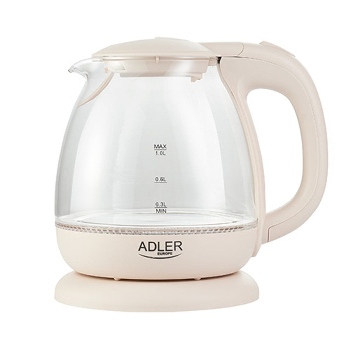 Adler Wasserkocher AD 1283 Glas-Wasserkocher 1 L - 1100 W mit LED-Beleuchtung, 1 l, 1100 W