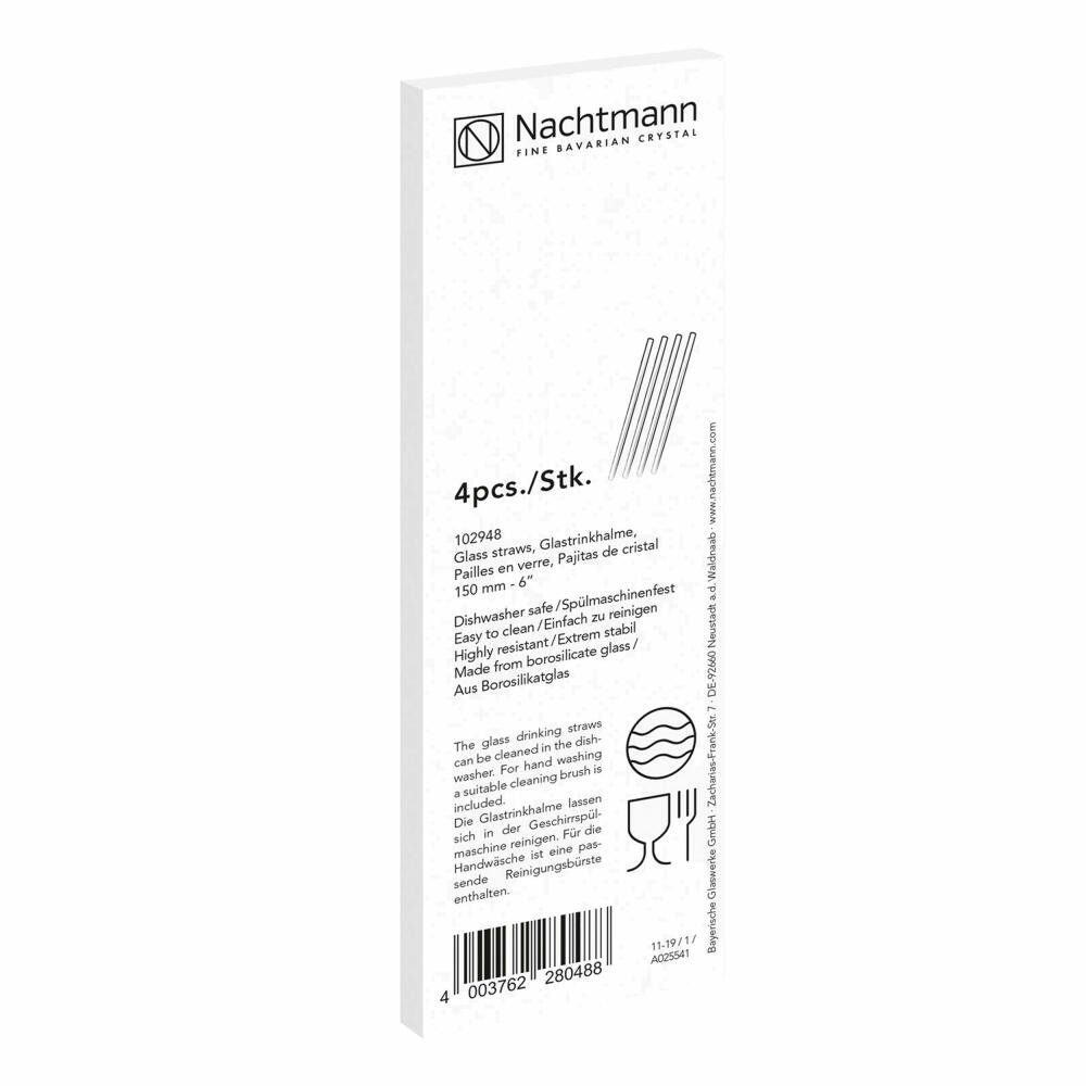 Nachtmann Trinkhalme Glastrinkhalm Set 15 cm, (Set, 4-tlg), wiederverwendbar