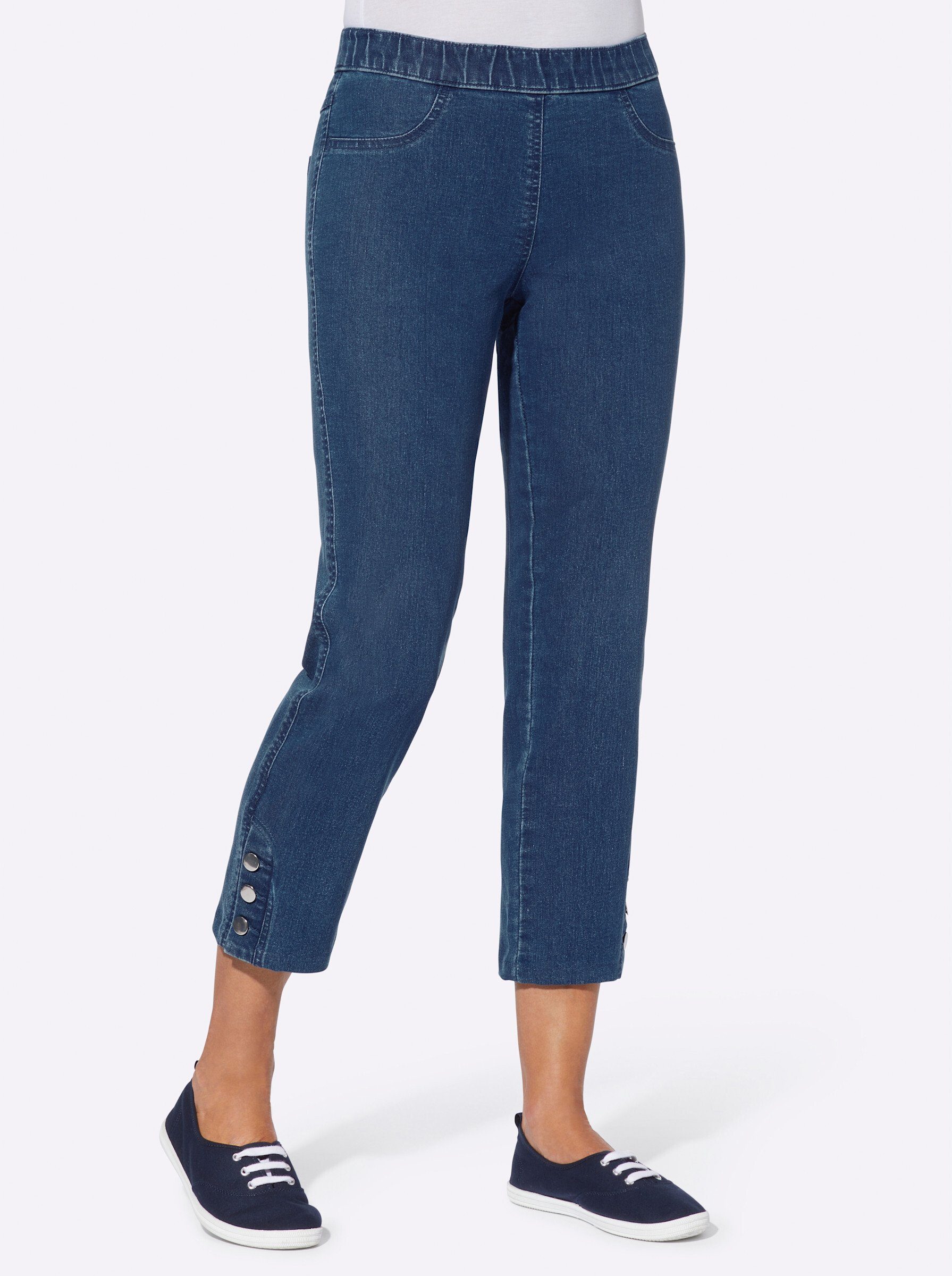Sieh an! Bequeme Jeans 7/8-Jeans . mit Schlupfbund und Knöpfen am Saum günstig online kaufen