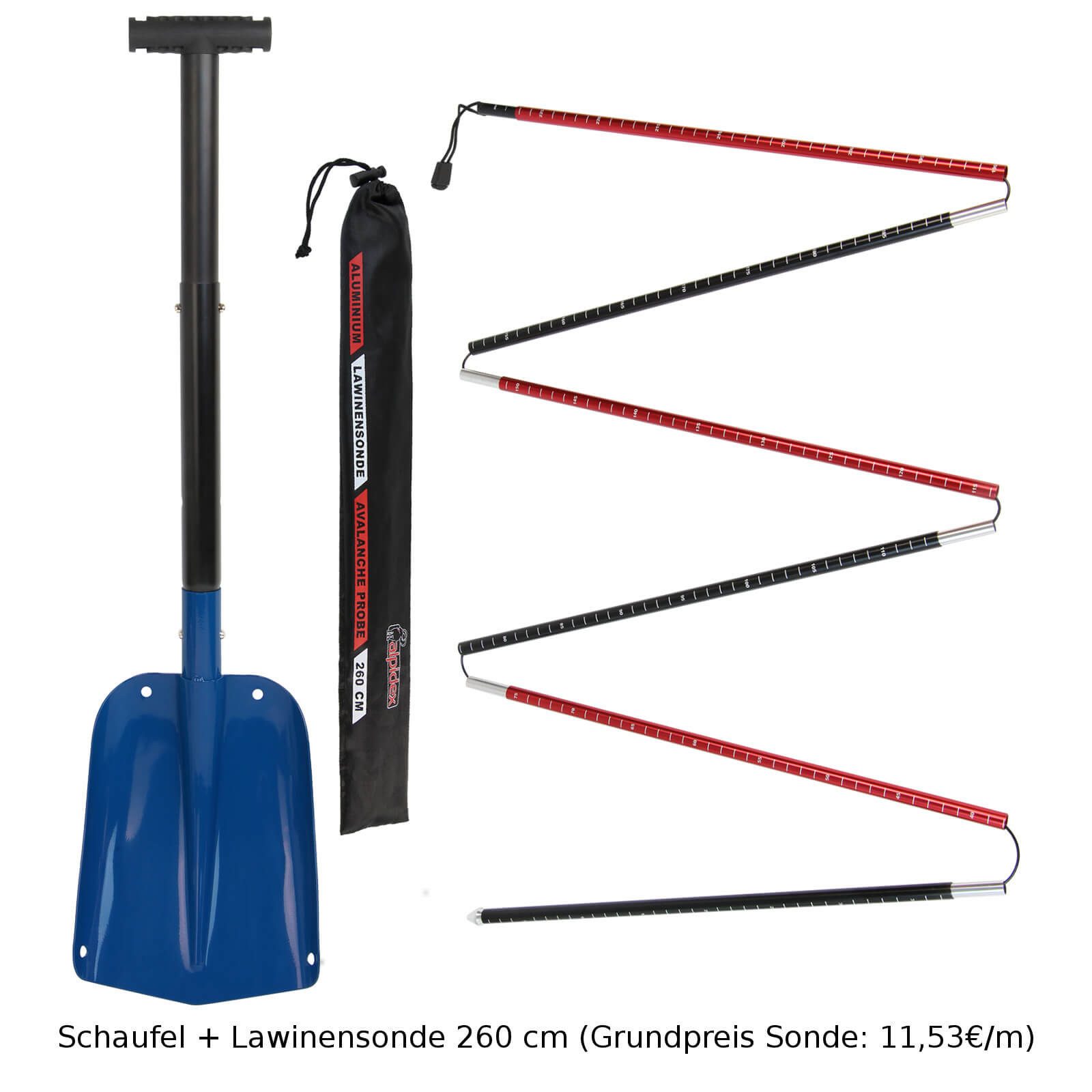 ALPIDEX Schaufel Lawinensonde und Schneeschaufel im Set