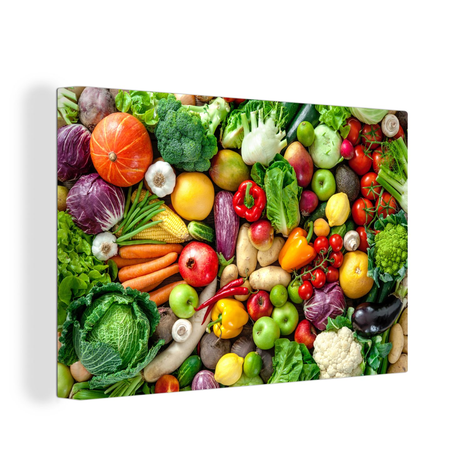 OneMillionCanvasses® Leinwandbild Obst - Gemüse - Apfel, (1 St), Wandbild Leinwandbilder, Aufhängefertig, Wanddeko, 30x20 cm