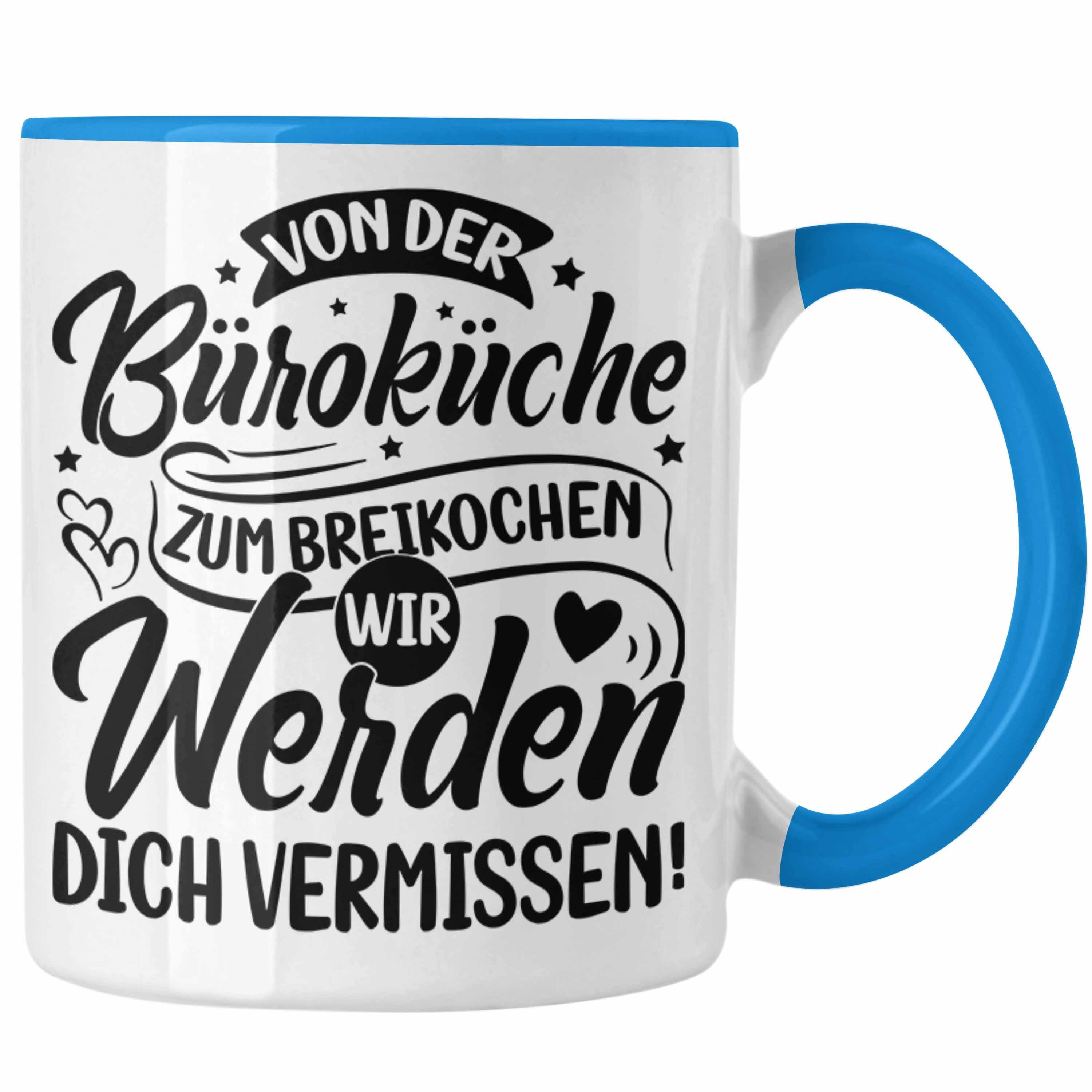 Trendation Tasse Mutterschutz Tasse Geschenk Abschied Mutterschutz Kaffeetasse Kollegi Blau