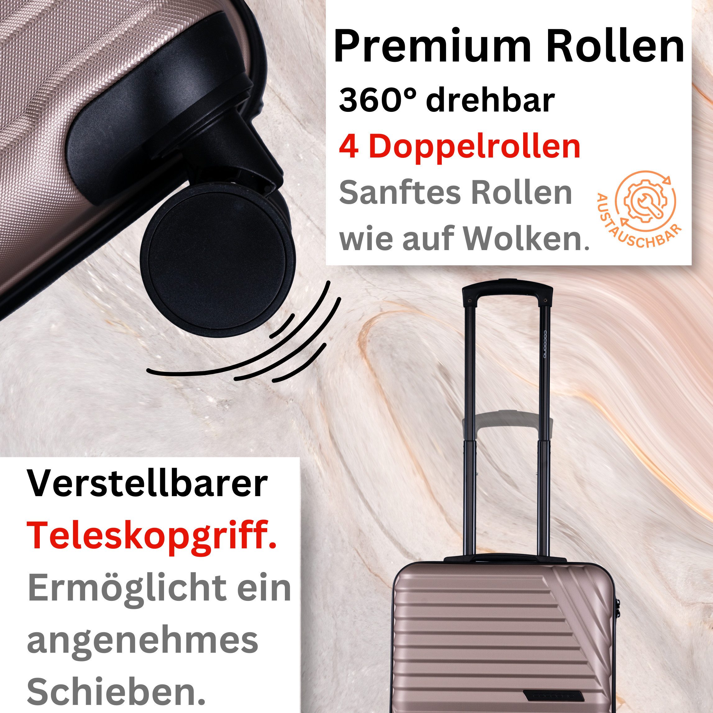 cocoono Hartschalen-Trolley Cocoono Hartschalenkoffer mit TSA Schloss & 8 Rollen, Dehnfalte