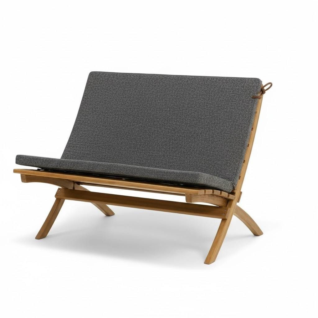 Xlmoebel Gartensofa Bequemes Zweisitzer-Sofa im modernen Stil mit Holzrahmen in Grau, Gartensofa 1 Teile, Made in Europa