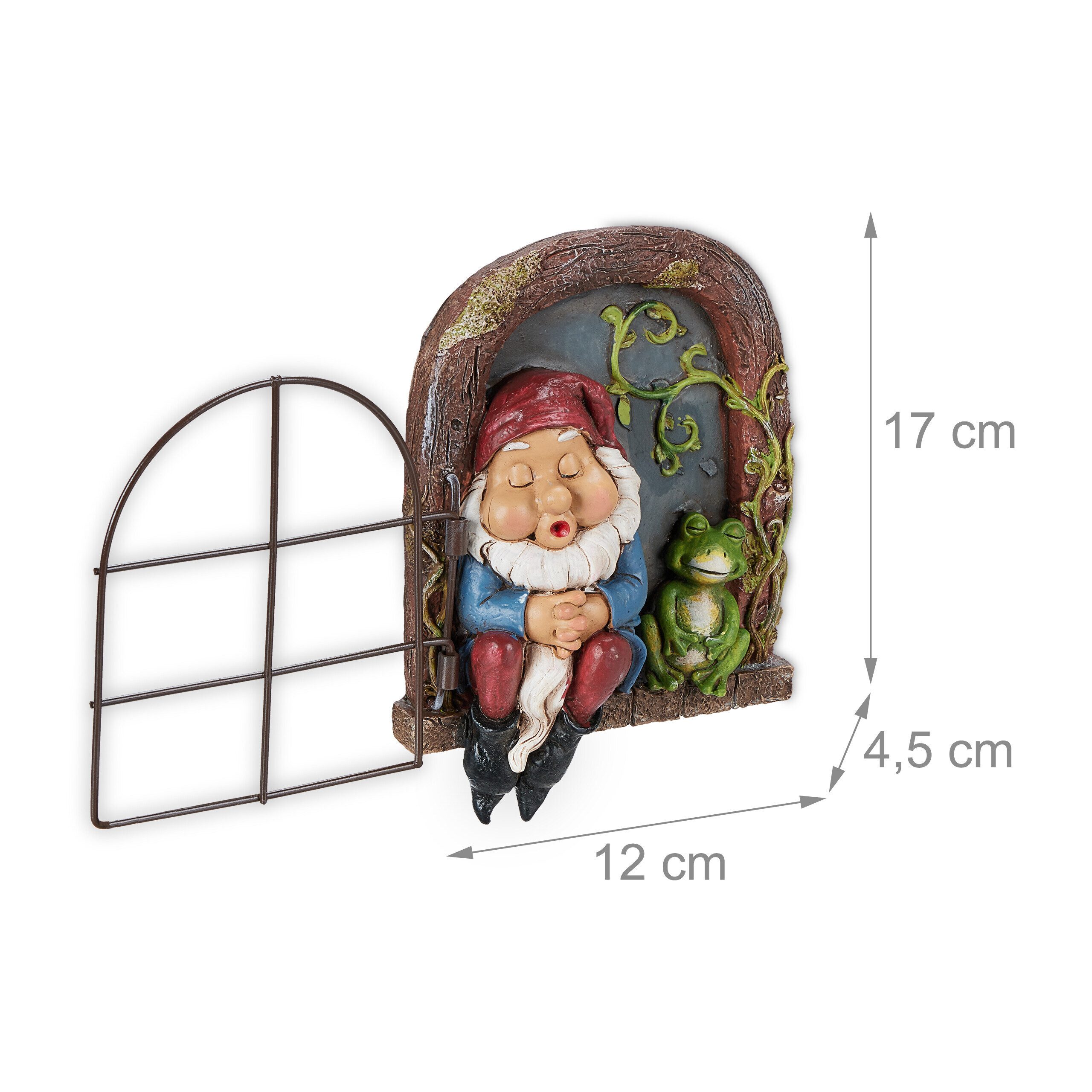 relaxdays Gartenfigur Schlafender Zwerg im Fenster, (1 St) – Bild 4 von 5