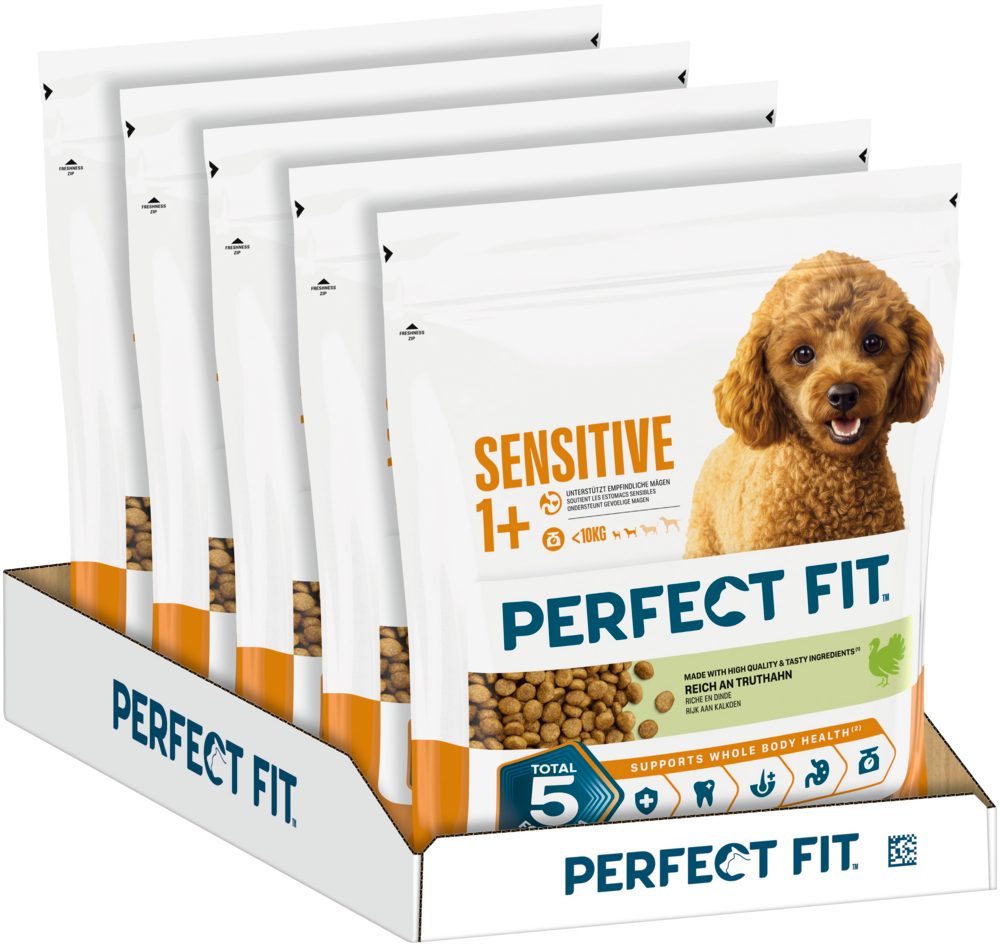 Perfect Fit PERFECT FIT™ Hund Beutel Sensitive Adult 1+ mit Truthahn 5 x 1,4kg, Trockenfutter für: Hunde