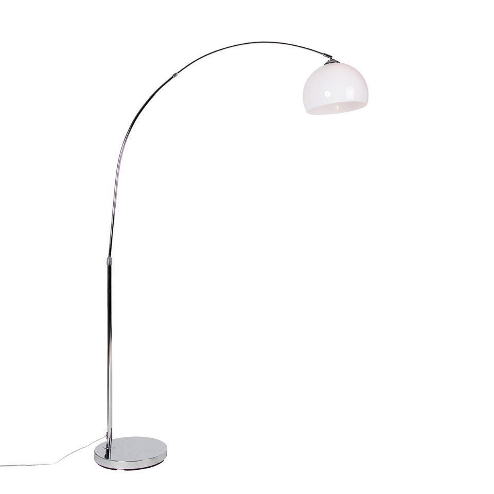 Qazqa Stehlampe Arc-basic, ohne Leuchtmittel, E27, Chrom, Modern, Stahl, 1-flammig