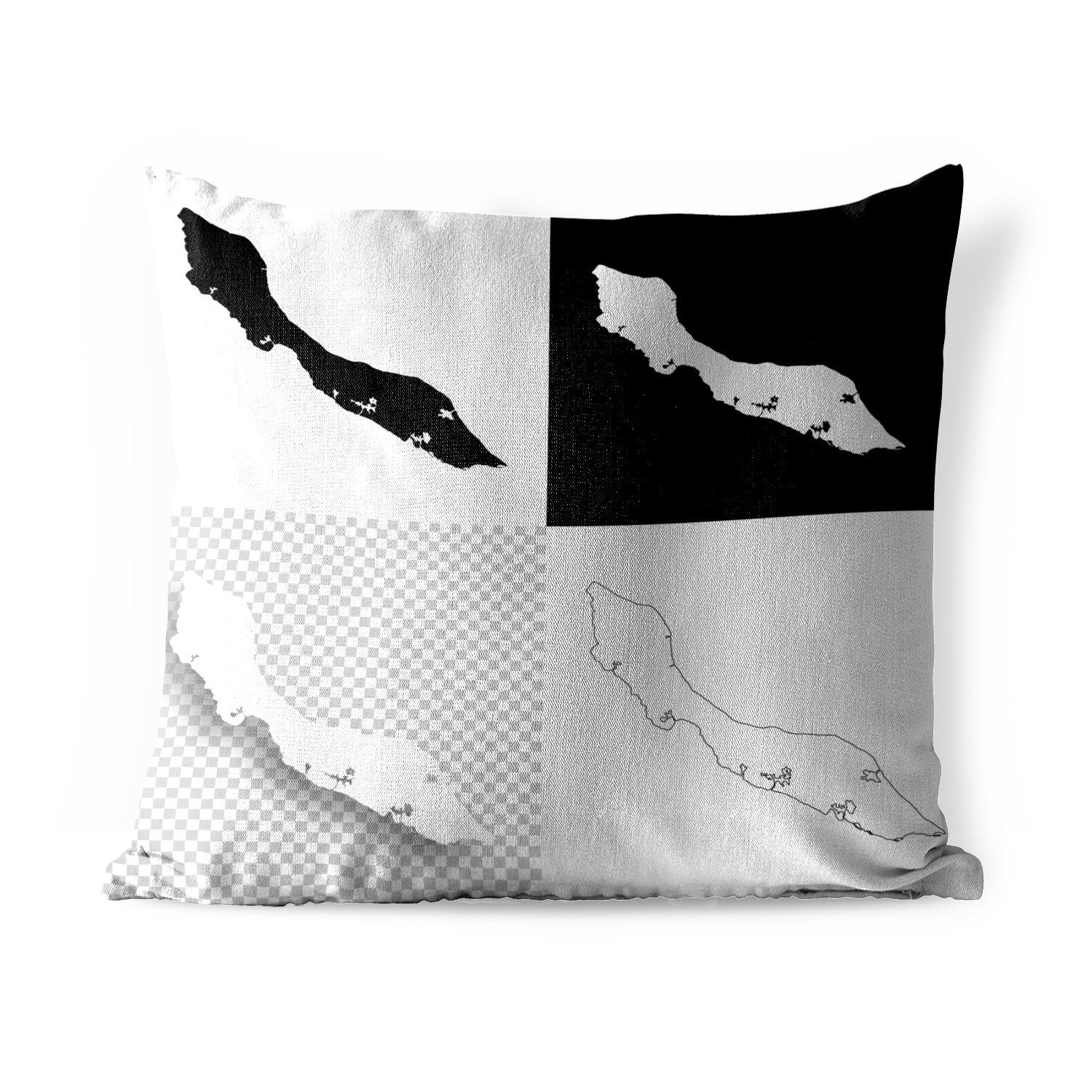 MuchoWow Dekokissen Vier schwarz-weiße Abbildungen von Curaçao, Kissenbezüge, Kissenhülle, Dekokissen, Dekokissenbezug, Outdoor