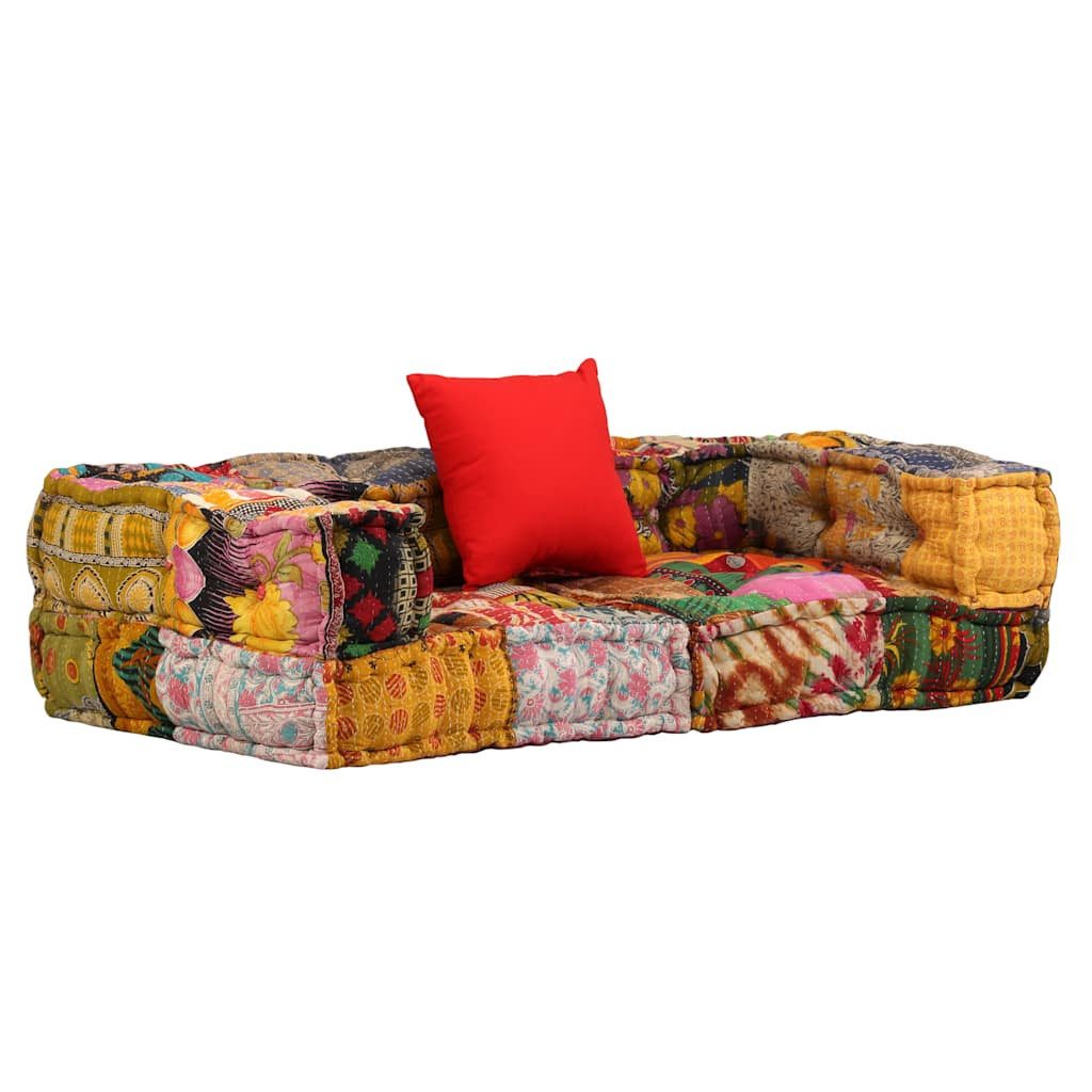 vidaXL Sitzkissen vidaXL 2-Sitzer Modularer Pouf Patchwork Stoff