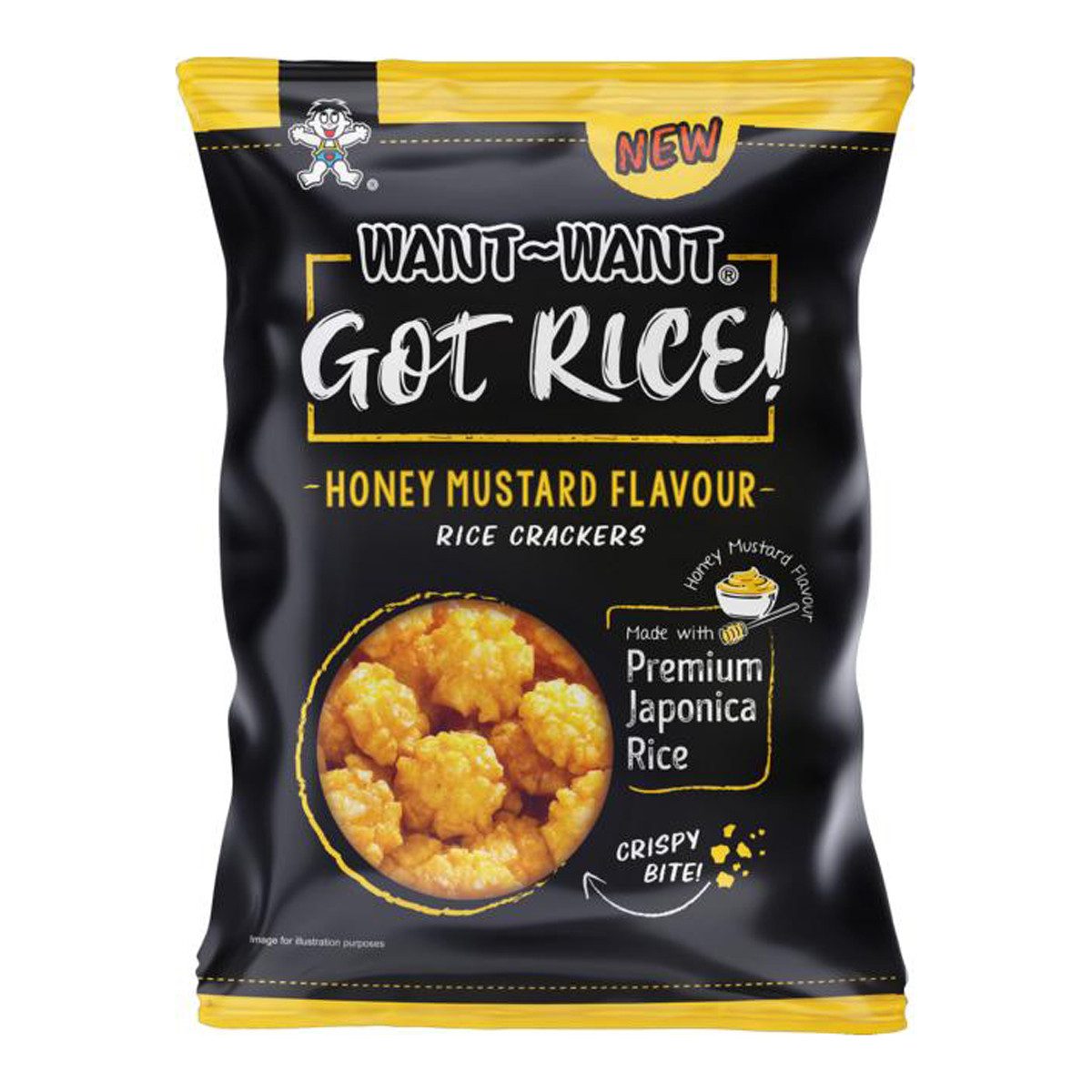 WANT-WANT Knabberei, Want Want Honey Mustard Flavour Japonica Crisps Reiscracker 85g