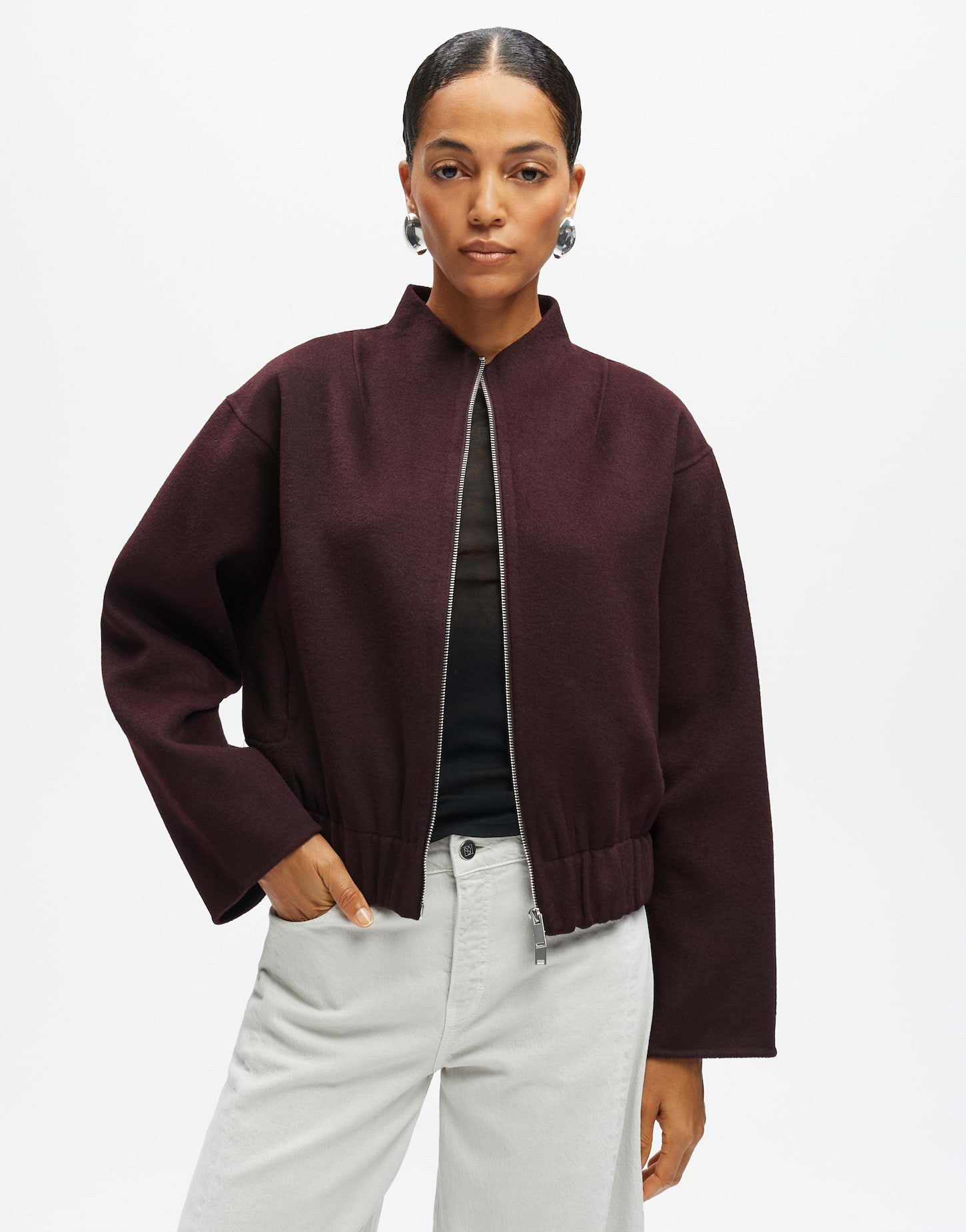 someday Wolljacke Noeli aus weichem Doubleface-Wollmix Verkürzte Form mit Stehkragen und Raglanärmeln