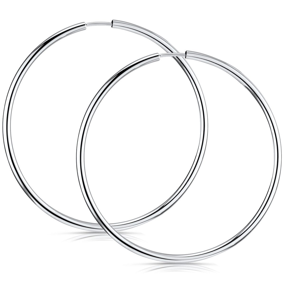 Materia Paar Creolen Ohrringe Damem Silber Ø56mm SO-97, 925 Sterling Silber, Hochglanz