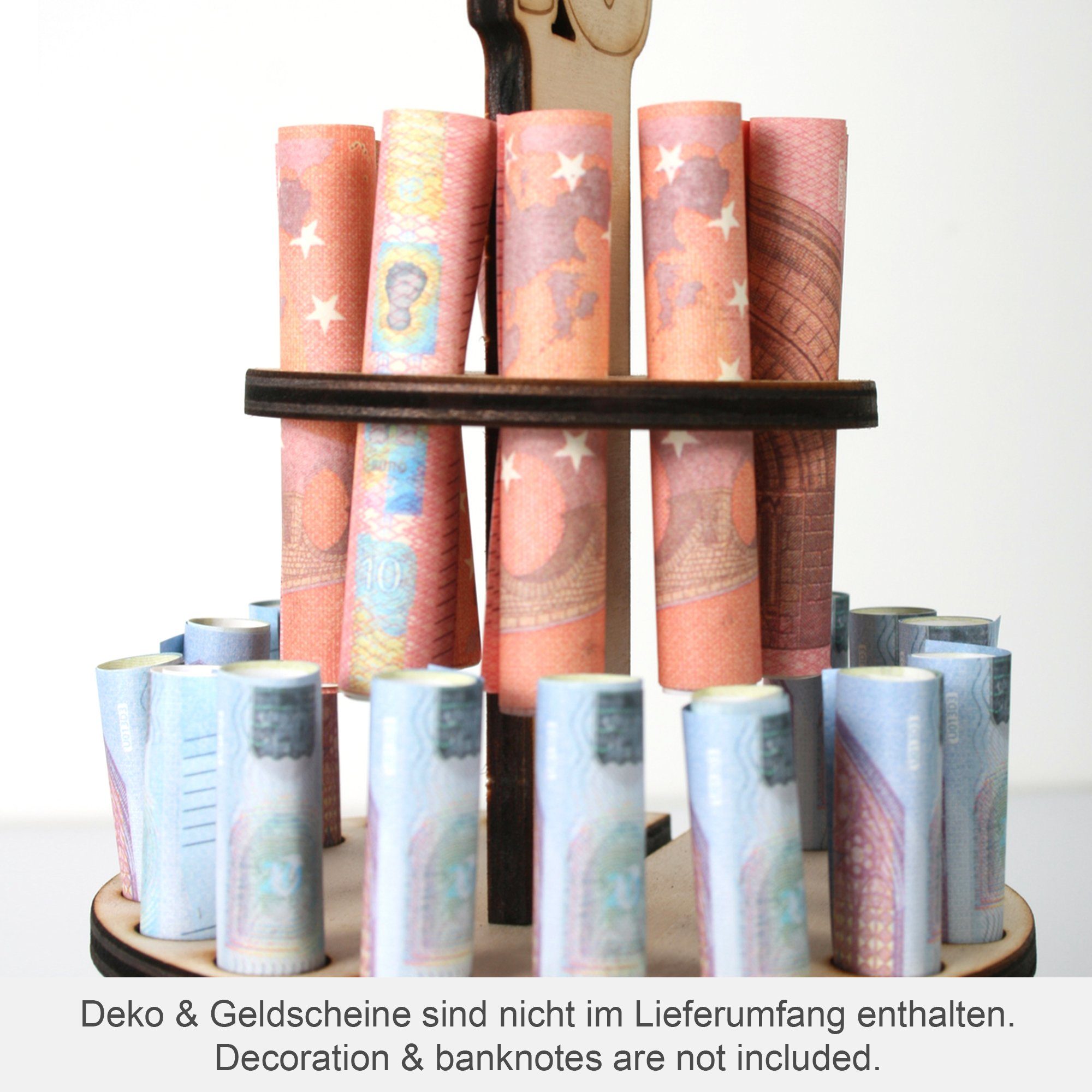 zum aus Dekorativer Geburtstag, Geschenk-Aufsteller Holz originelle „Torte“ Feder Kreative 18. 3D Geldgeschenk-Deko Geburtstagskarte