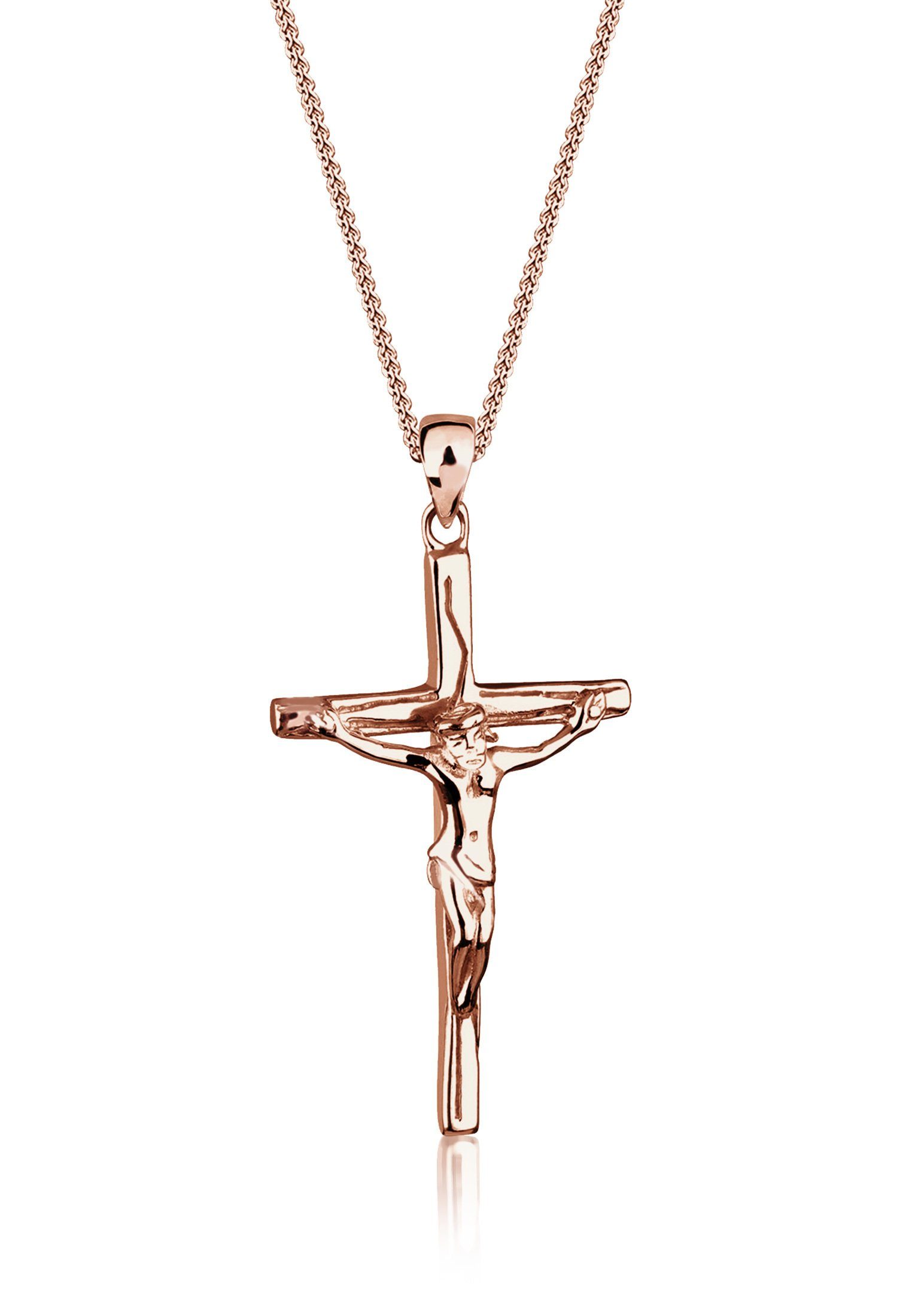 Elli Kette mit Anhänger mit Anhänger Kreuz Jesus Kruzifix 925 Silber, Kreuz