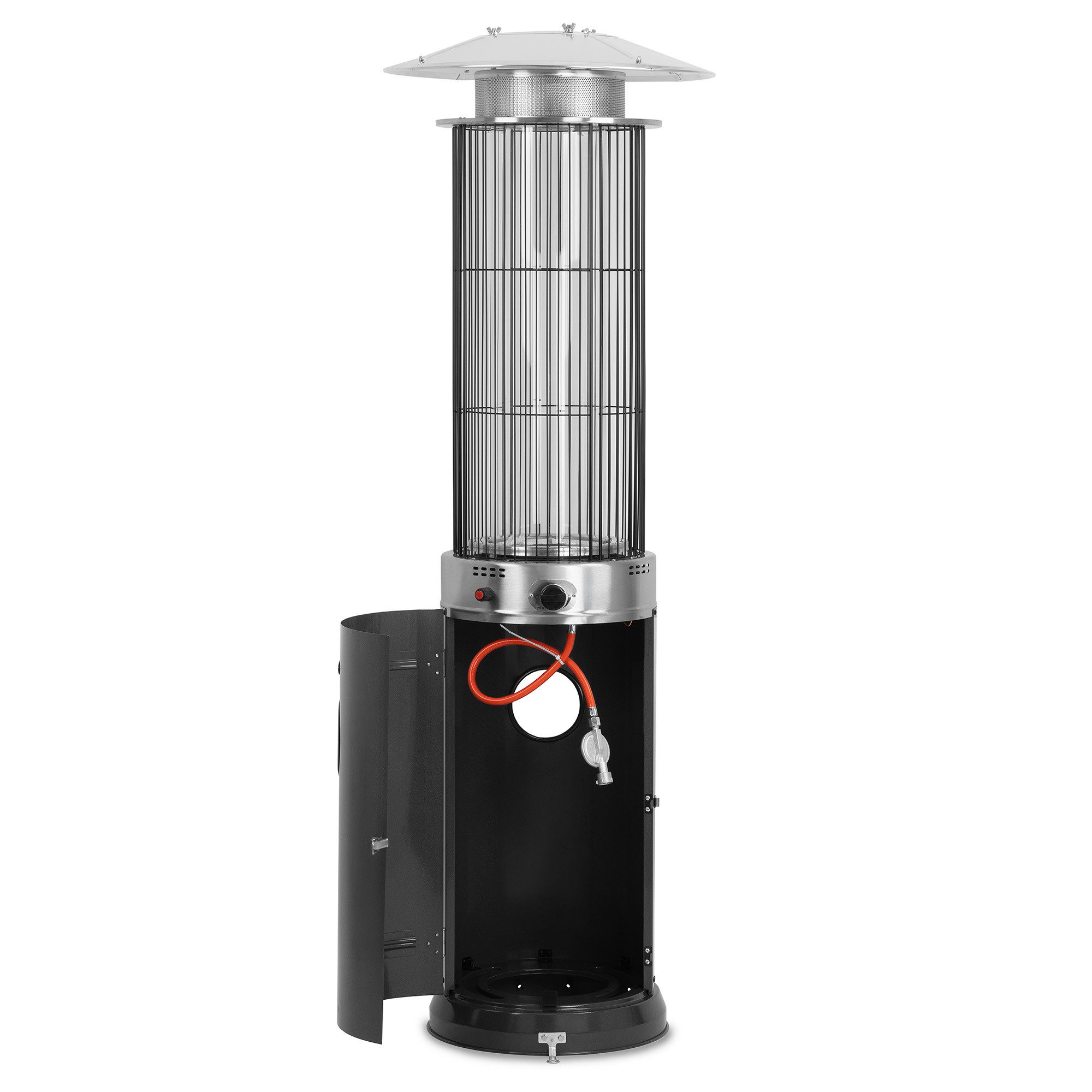 Zelsius Heizstrahler Heizstrahler mit Glasröhre Davos Grau, Ø 57 x (H) 174 cm, 15 kW, Gasflasche kann im Inneren sauber und unsichtbar verstaut werden – Bild 4 von 5