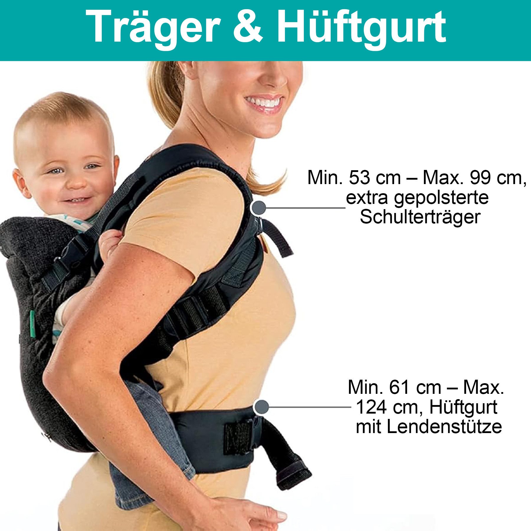 Mutig Bauchtrage Babytrage für Neugeborene Ergonomic Tragetaschen (Babytrage Tragegurt für Neugeborene & Kleinkinder (0–36 Monate), Für 3.6 kg – 14.5 kg Säugling Kleinkind Baby Bauchtrage), für Babys & Kleinkinder