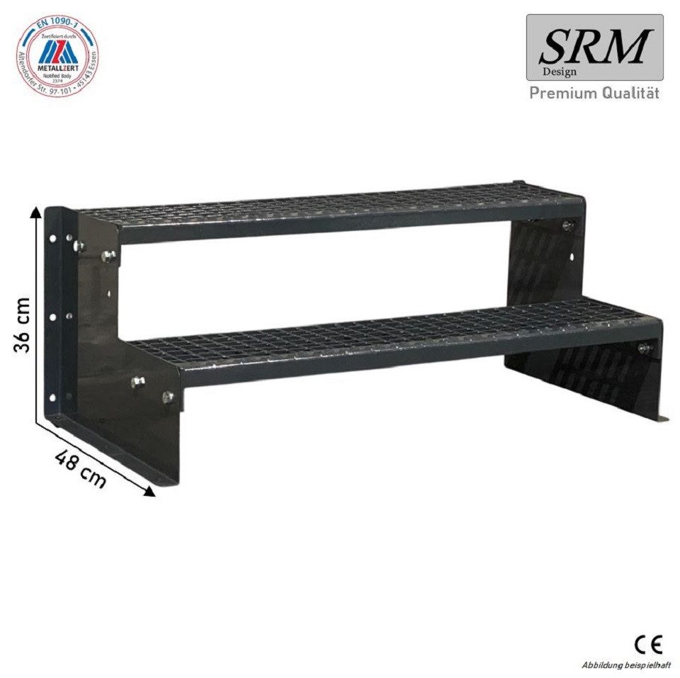 SRM Design Außentreppe 2 Stufen Standtreppe Modell 2 komplett anthrazit Treppe Stahltreppe Tr