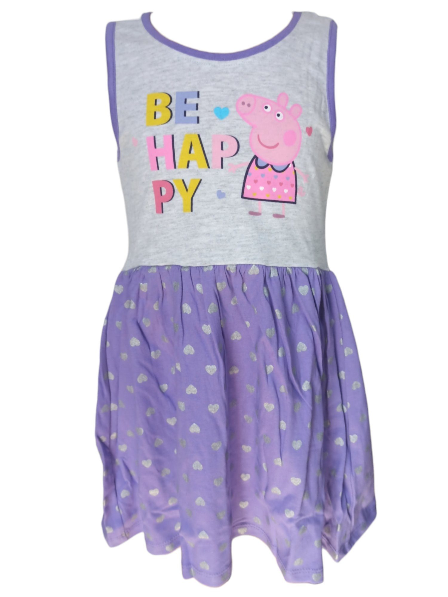Peppa Pig Sommerkleid Peppa Wutz - BE HAPPY Jerseykleid für Mädchen Gr. 92-116 cm Lila