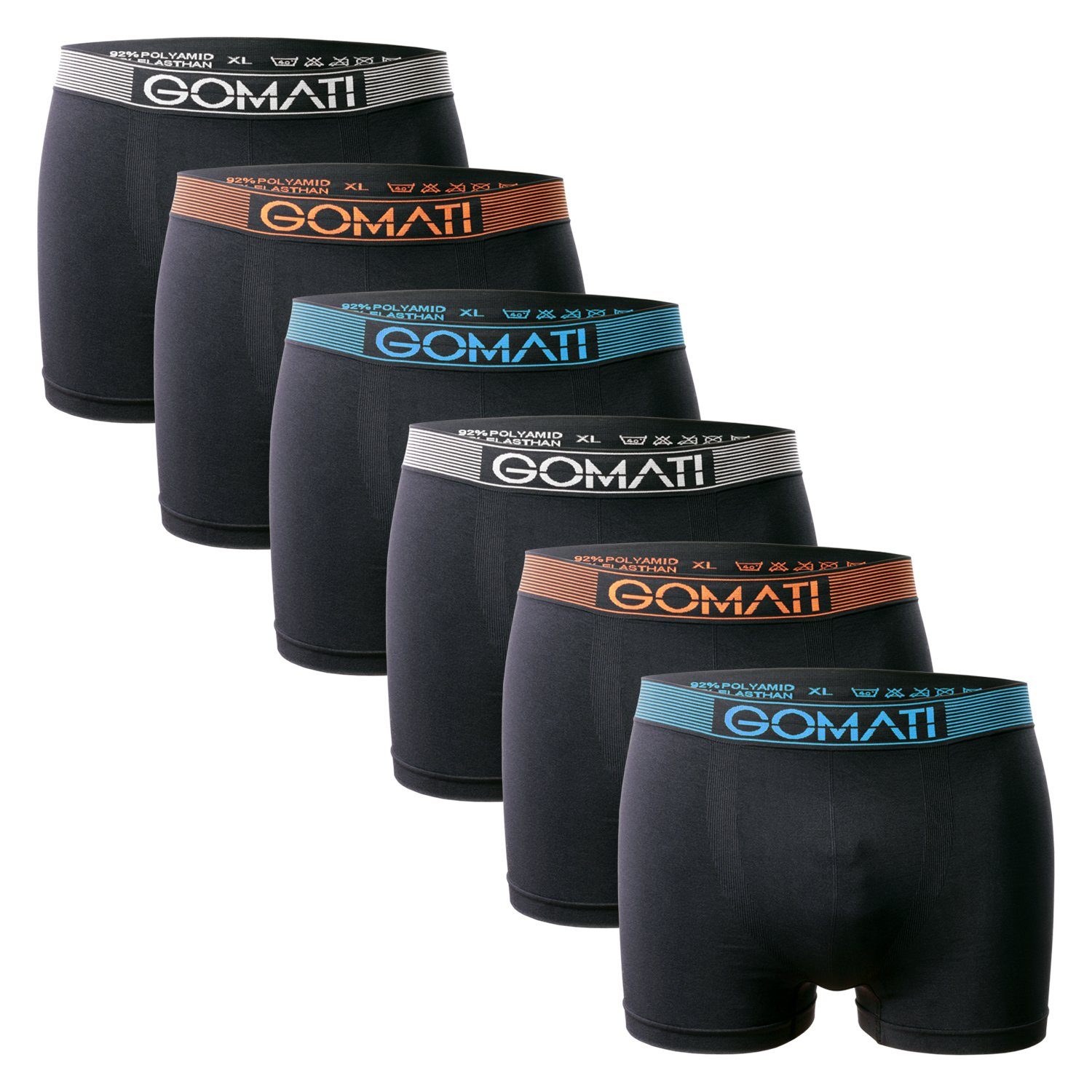 Gomati Boxershorts Herren Seamless Pants (6er Pack) Microfaser-Elasthan Boxershorts Black Mix