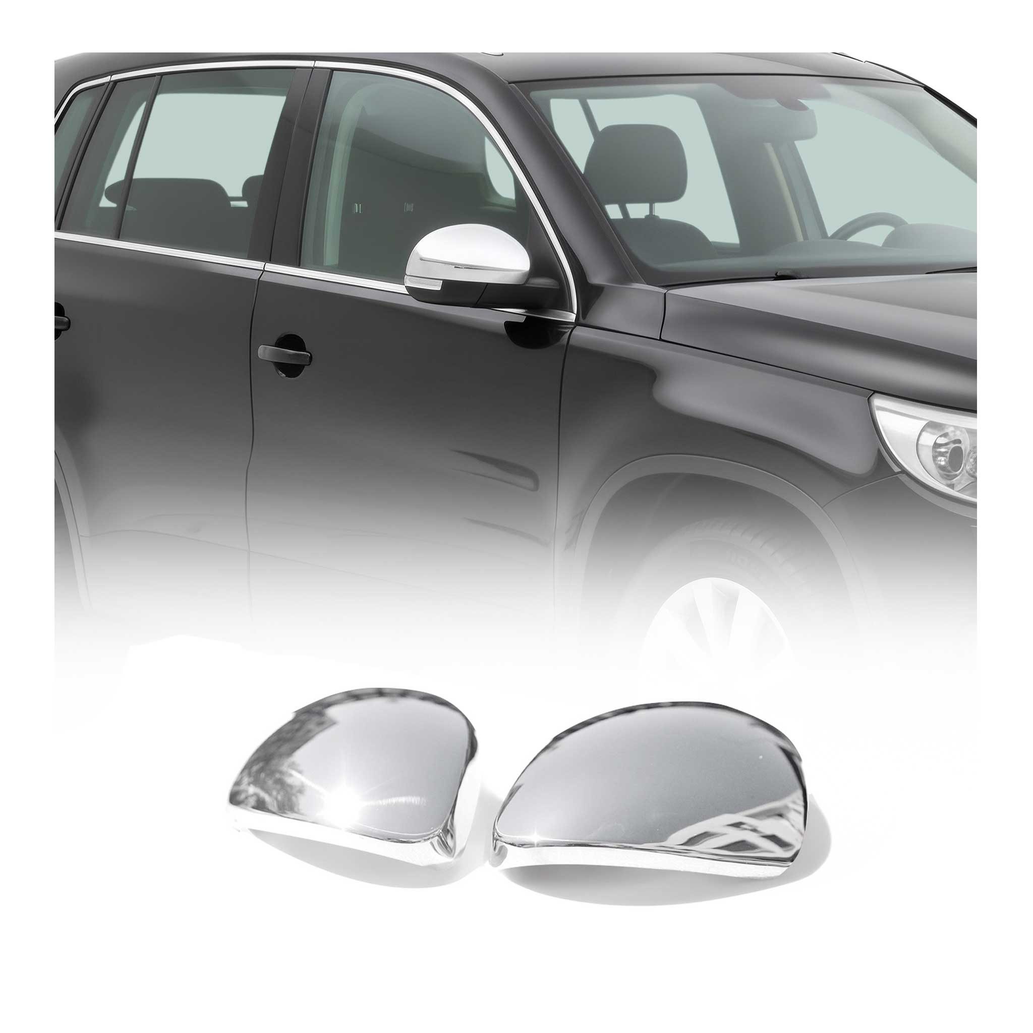 OMAC Zierleisten-Aufkleber Spiegelkappen für Seat Alhambra 2010-2021 Edelstahl Silber 2tlg, (2tlg), Langlebig,Einfache Reinigung,Einfache Installation,Rostbeständig
