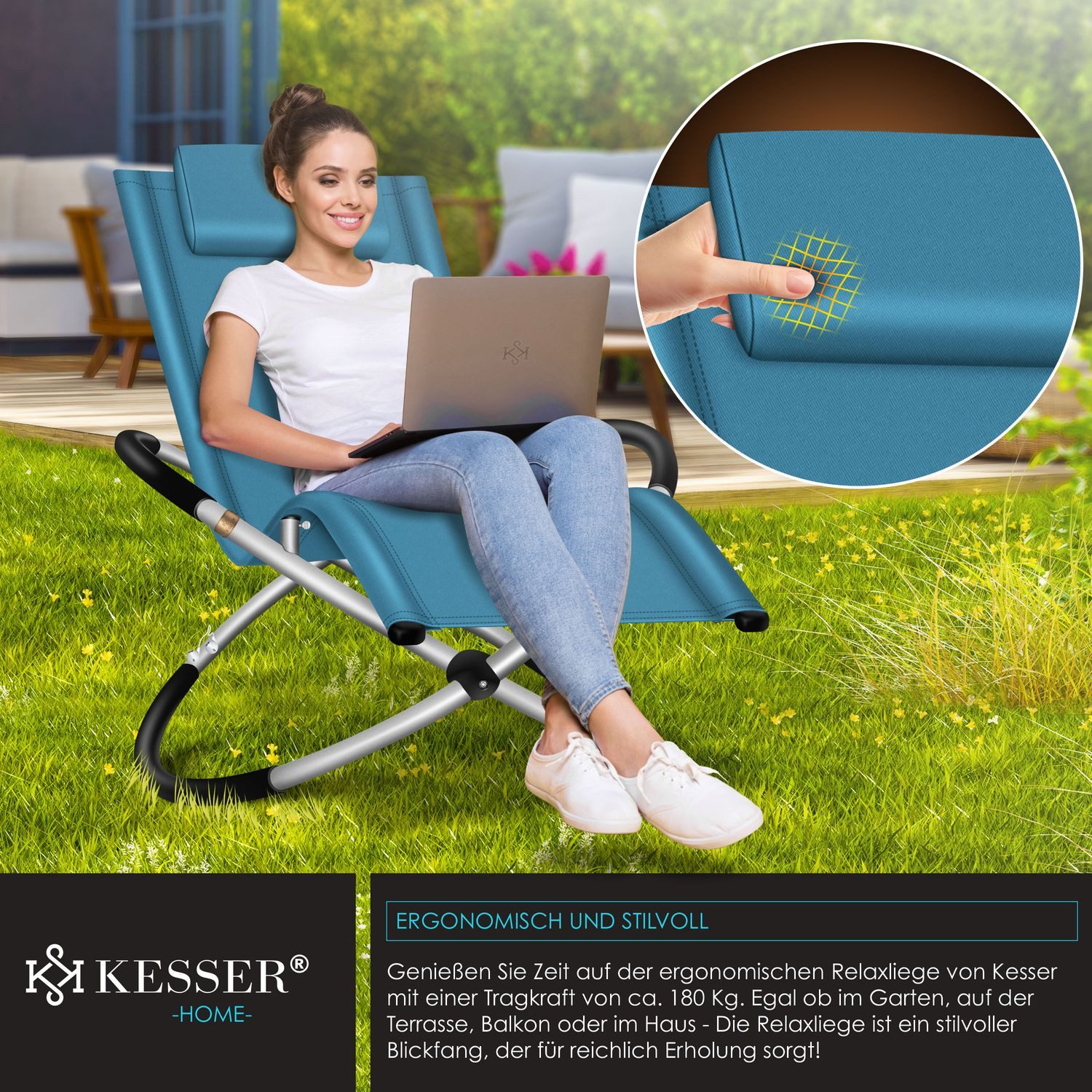 KESSER Gartenliege, Relaxliege Liegestuhl Gartenliege Gartenstuhl Klappstuhl