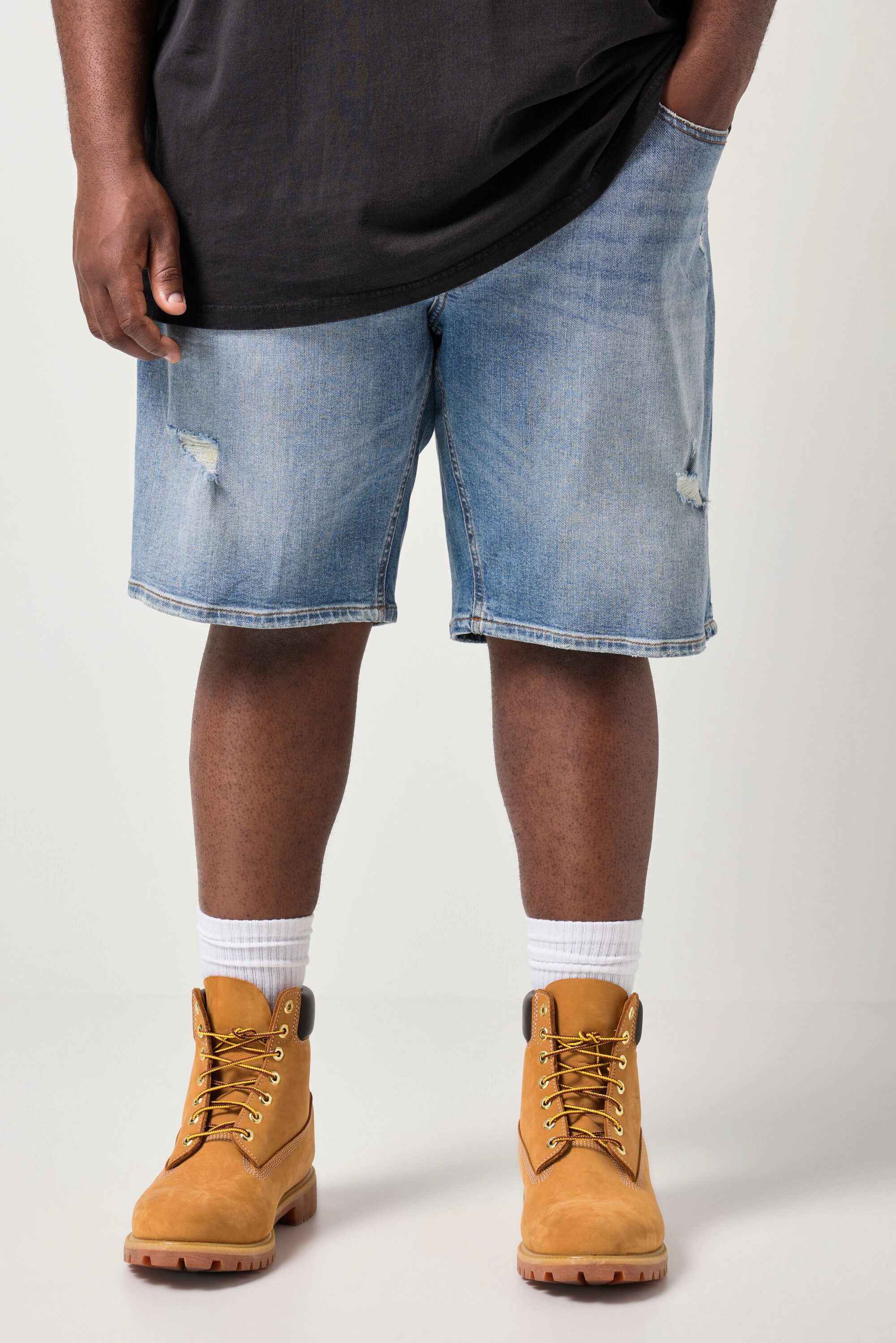 STHUGE Sweathose STHUGE Jeans-Bermuda Bauchfit 5-Pocket Baggy Fit